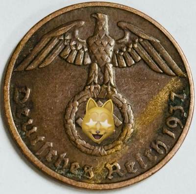 文馨钱币收藏第 282 场，【 长期接收代拍品】，加拿大老铜代用币，银币，德三系列场 - 极美品 1937 年德三帝国 1 芬尼铜币 A 标