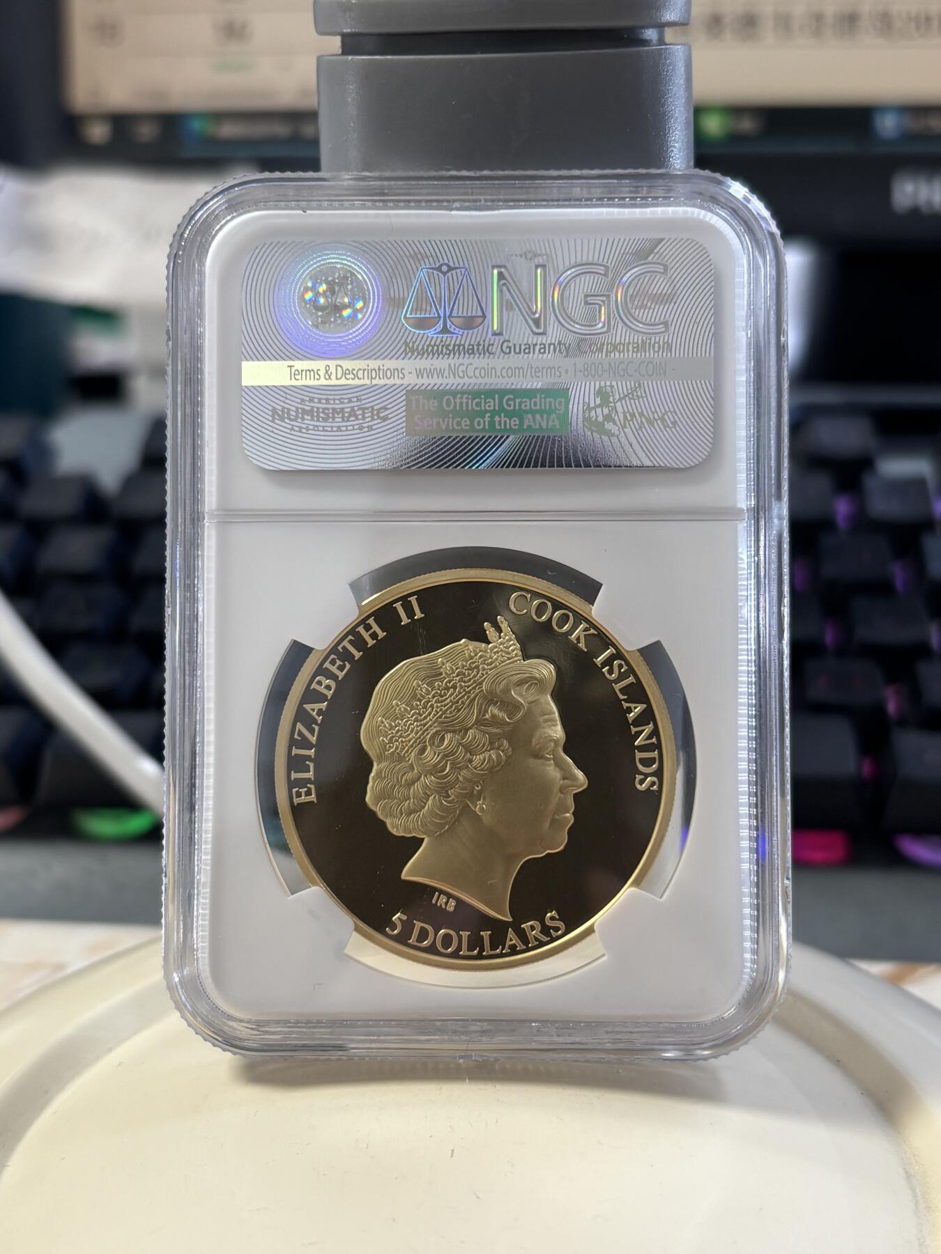 第182期拍卖 库克2015年自然之影蝴蝶激光三维微雕精制镀金纪念银币NGC-PF69，25克，925银