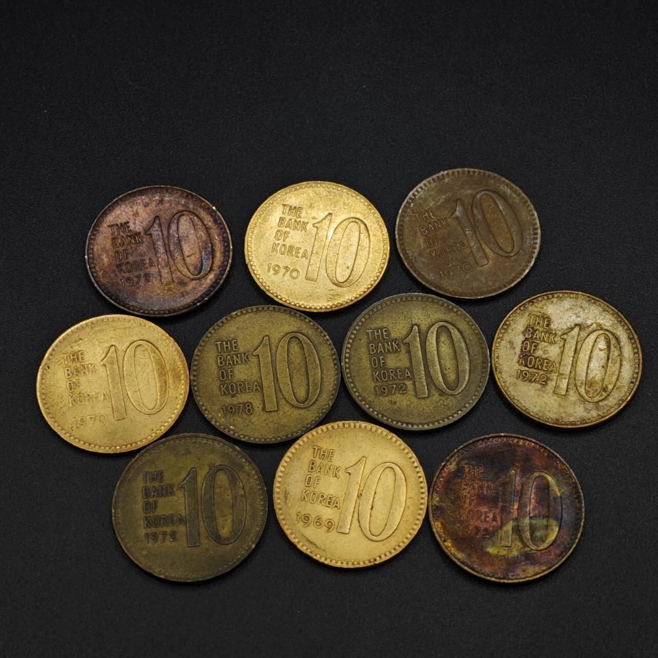 【淘币小摊】实时拍第八百零三拍   散币套币场   满百包邮可预留二周 每周一统一发货   韩国10元铜币10枚