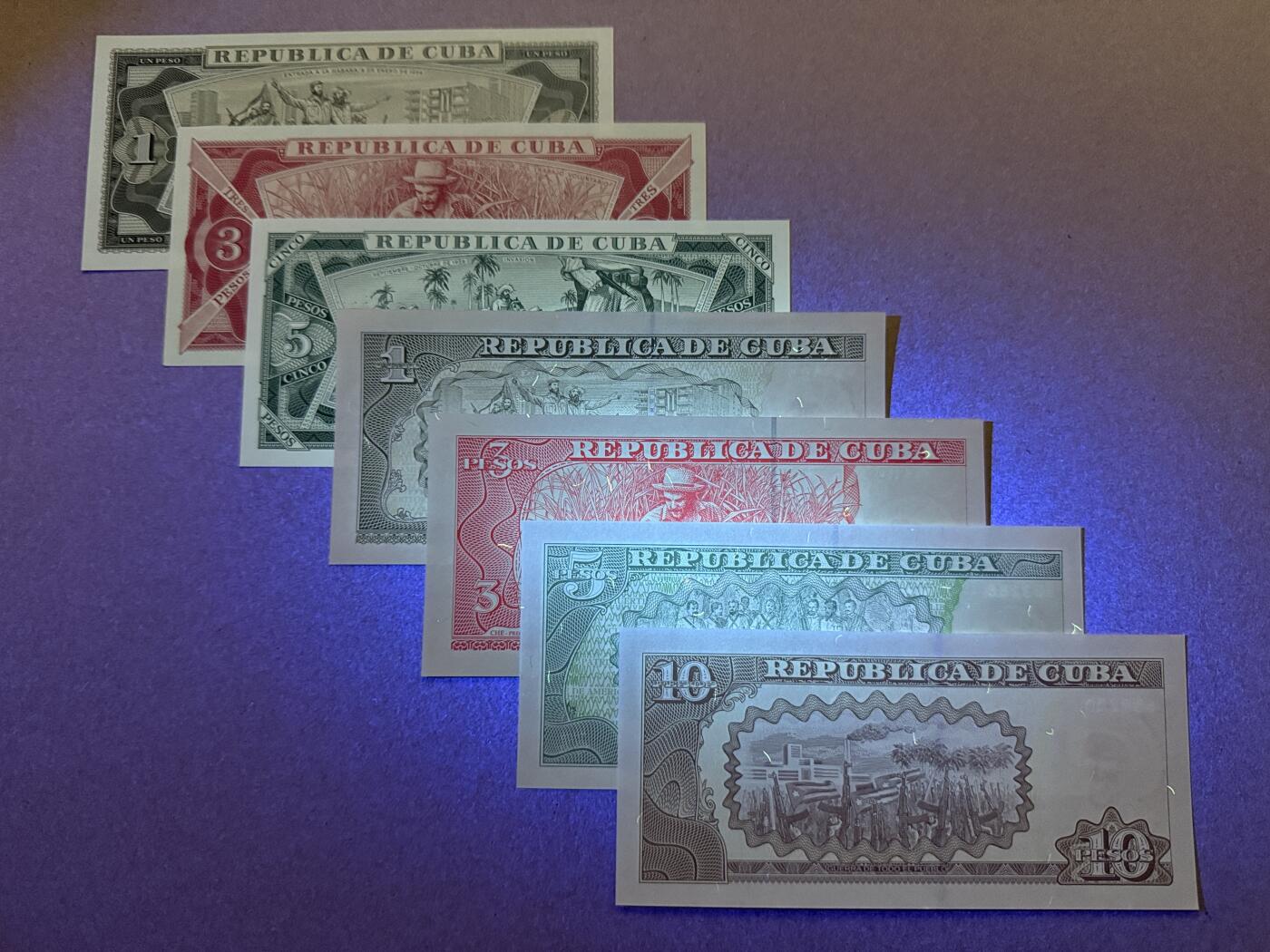 《艾美收藏》第221期-11.23周日黄金场精品荟萃 古巴比索7张 UNC 不同年份版本