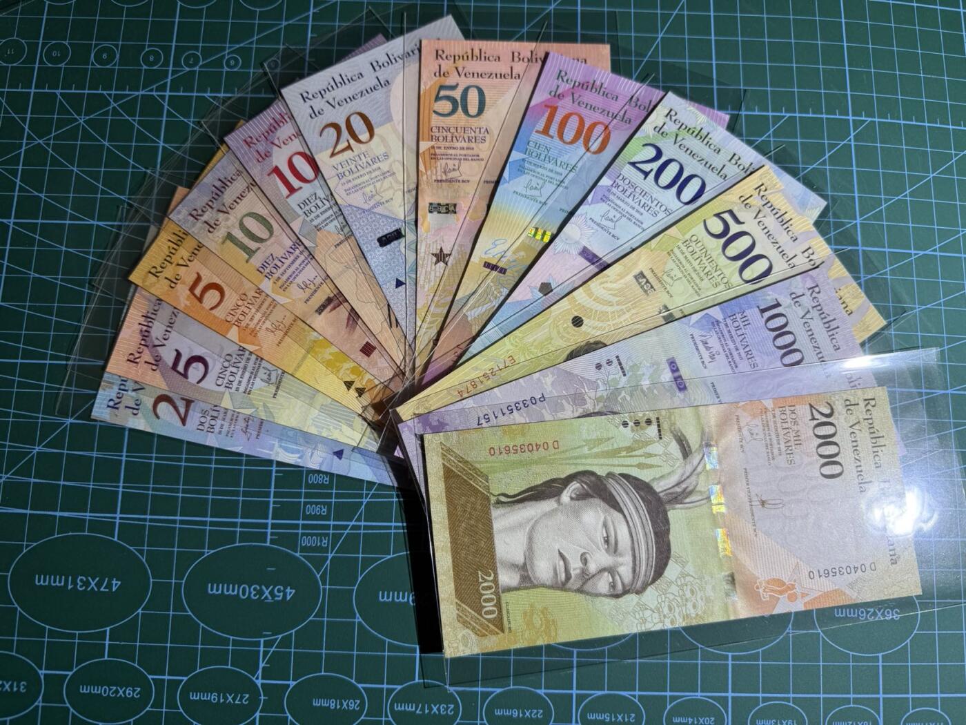 【炜奕收藏】，第五十一期 委内瑞拉彩虹钞共12张，UNC品相