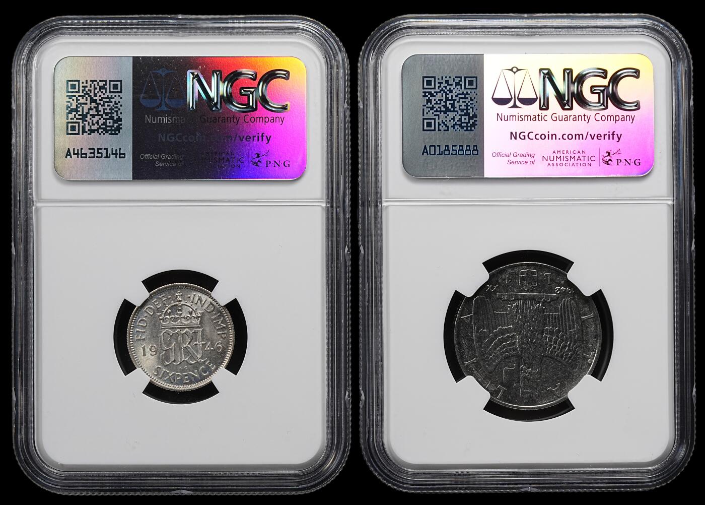 修遠堂世界钱币第九十四期 NGC评级 英国，意大利钱币各一枚