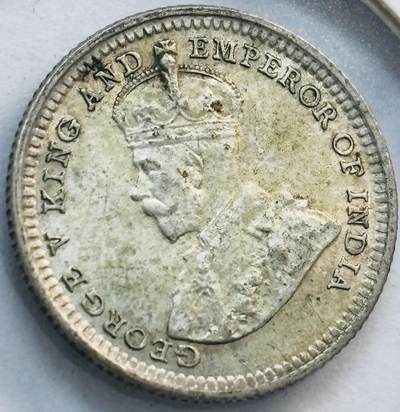 文馨钱币收藏第 282 场，【 长期接收代拍品】，加拿大老铜代用币，银币，德三系列场 - 少见带光极美品 1926 年英属海峡殖民地乔治五世 5 分银币，第二版首发年 600 银