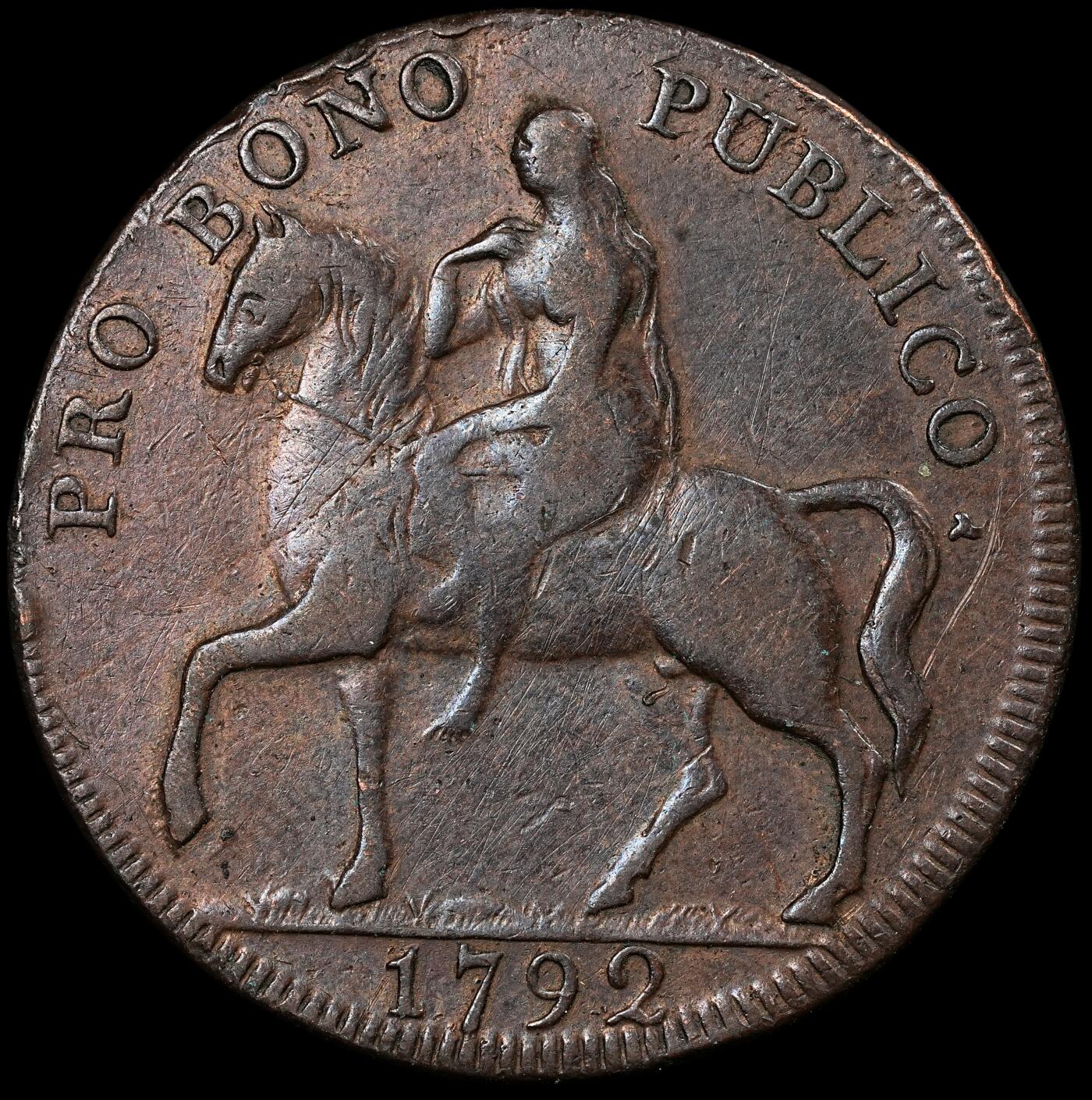 修遠堂世界钱币第九十四期 1792年考文垂1/2便士代用币 戈黛娃夫人骑马 英系代用币名品