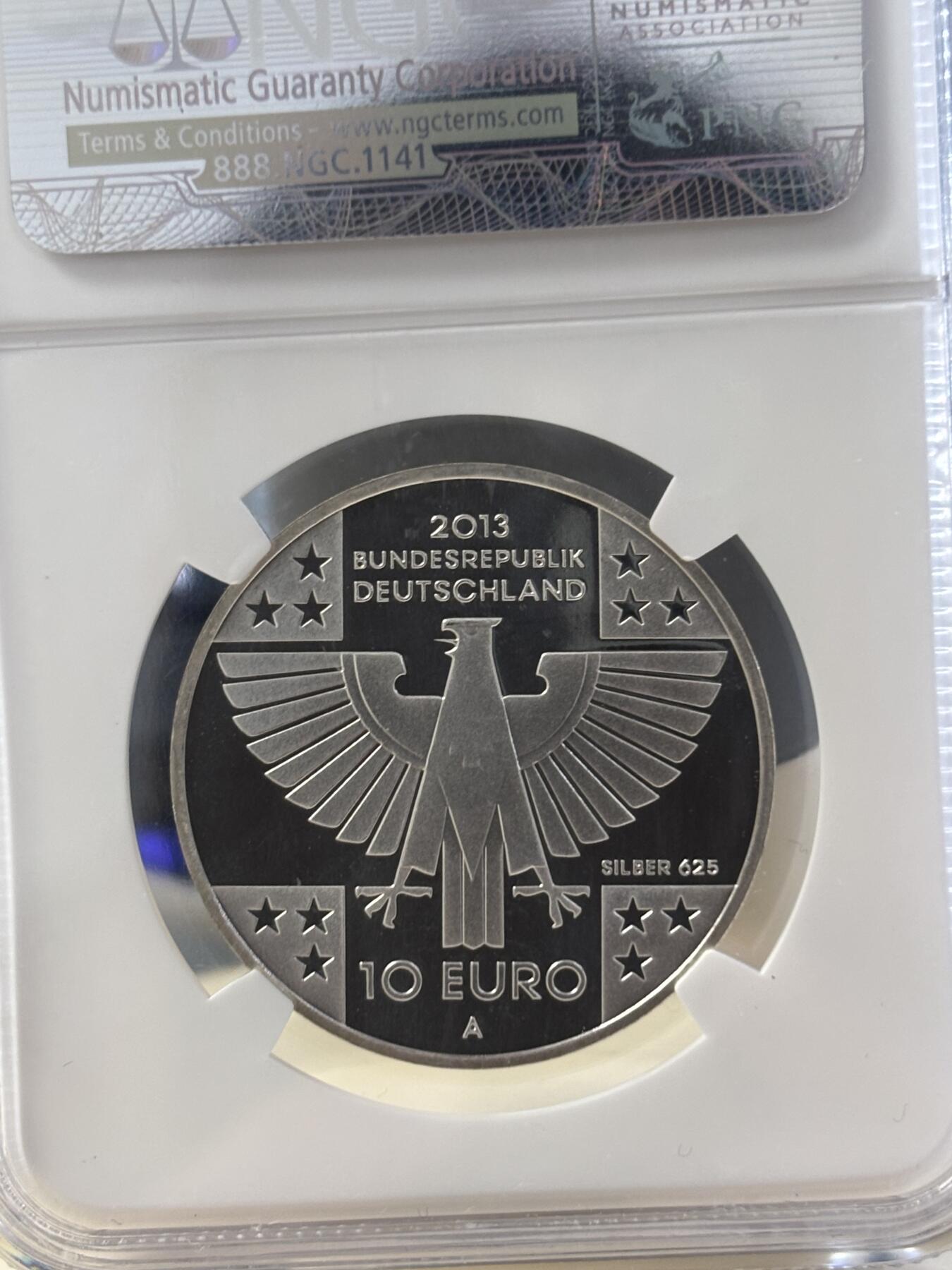 第182期拍卖 德国2013年红十字会成立150周年10欧元纪念银币NGC-PF69,16克,625银