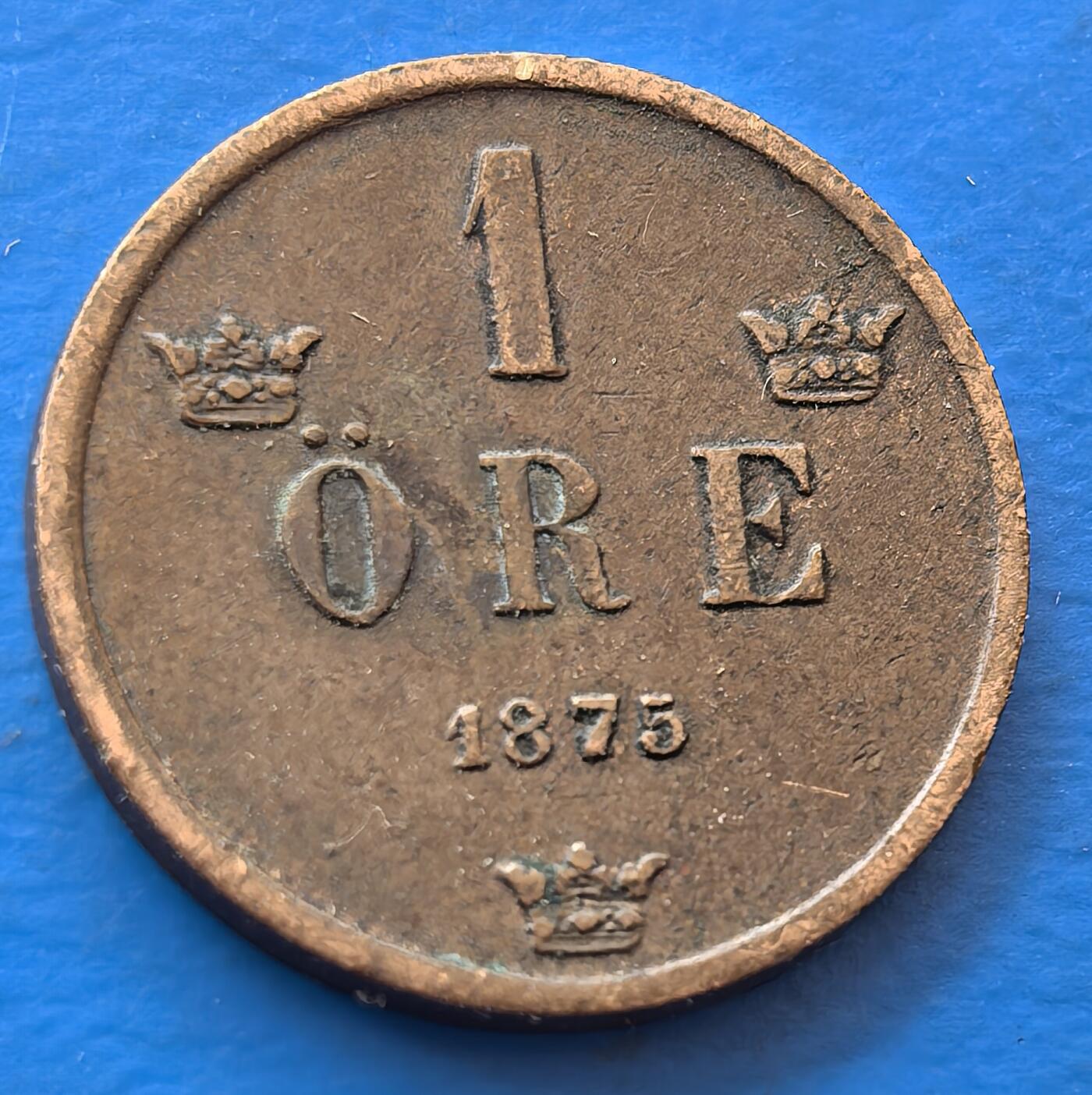 外国优质老铜币银币，未完待续 瑞典1875年1欧尔