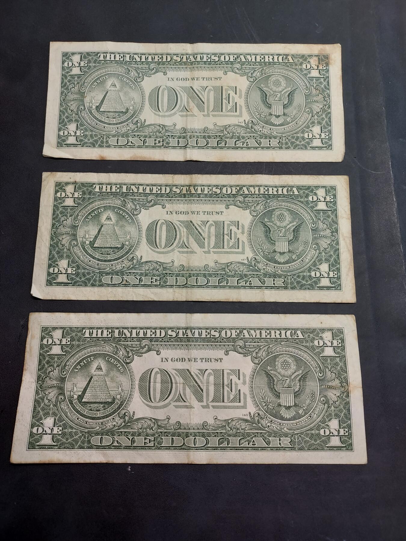 博彦收藏   11月24日 8点 钱币专场 美国 1元 3张 流通品