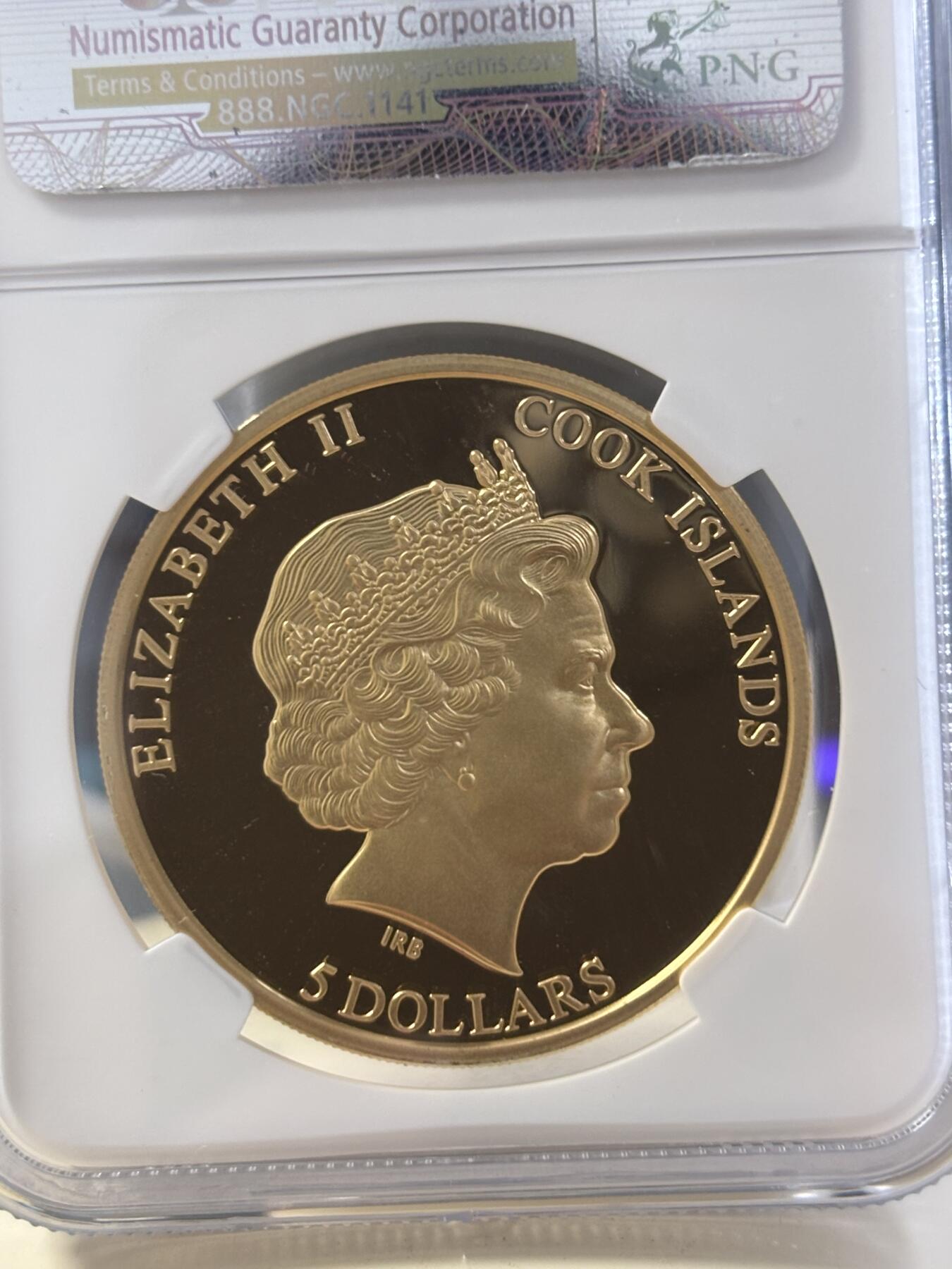 第182期拍卖 库克2014年系列龙头自然之影蜜蜂激光三维微雕精制镀金纪念银币NGC-PF69，25克，925银