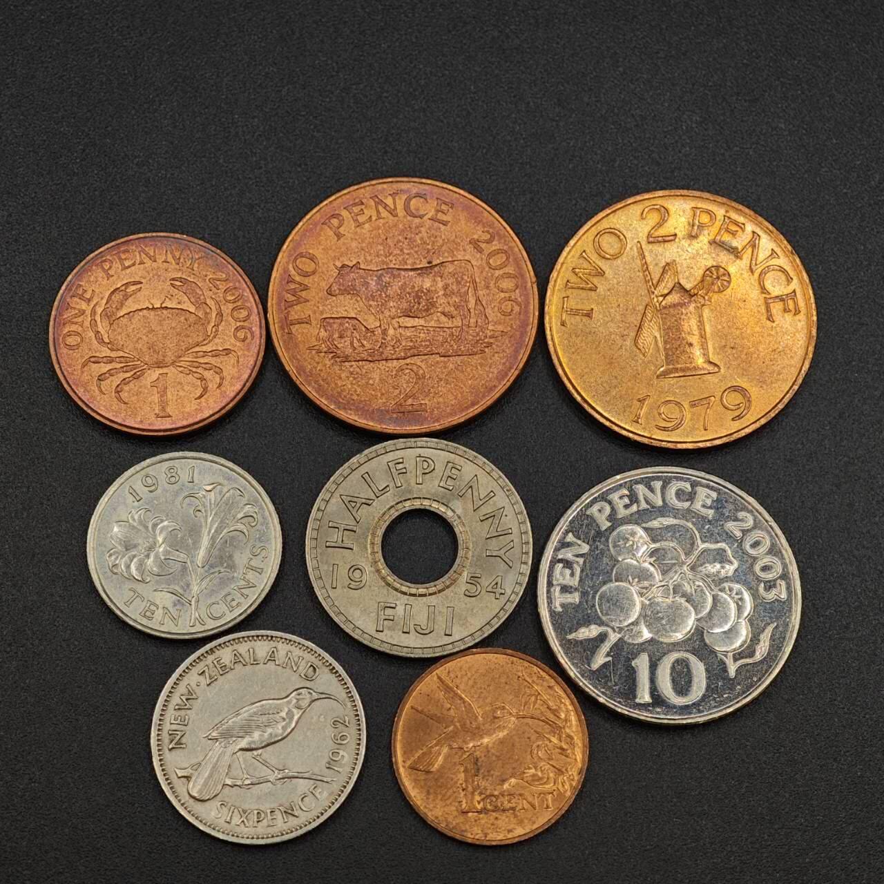 【淘币小摊】实时拍第八百零三拍   散币套币场   满百包邮可预留二周 每周一统一发货   根西斐济新西兰百慕大多巴哥8枚