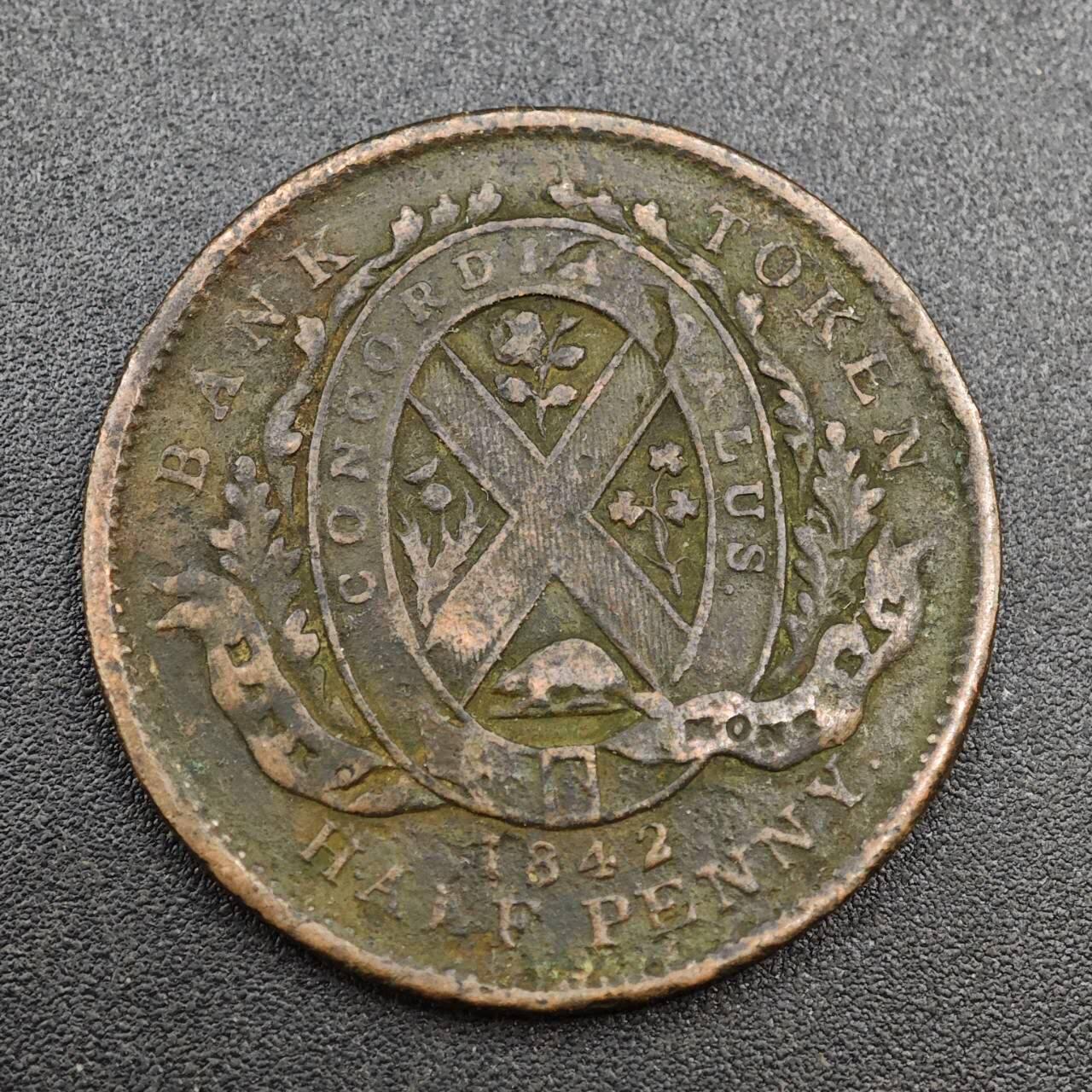 【淘币小摊】实时拍第八百零三拍   散币套币场   满百包邮可预留二周 每周一统一发货   加拿大蒙特利尔银行1842年半便士铜币代币