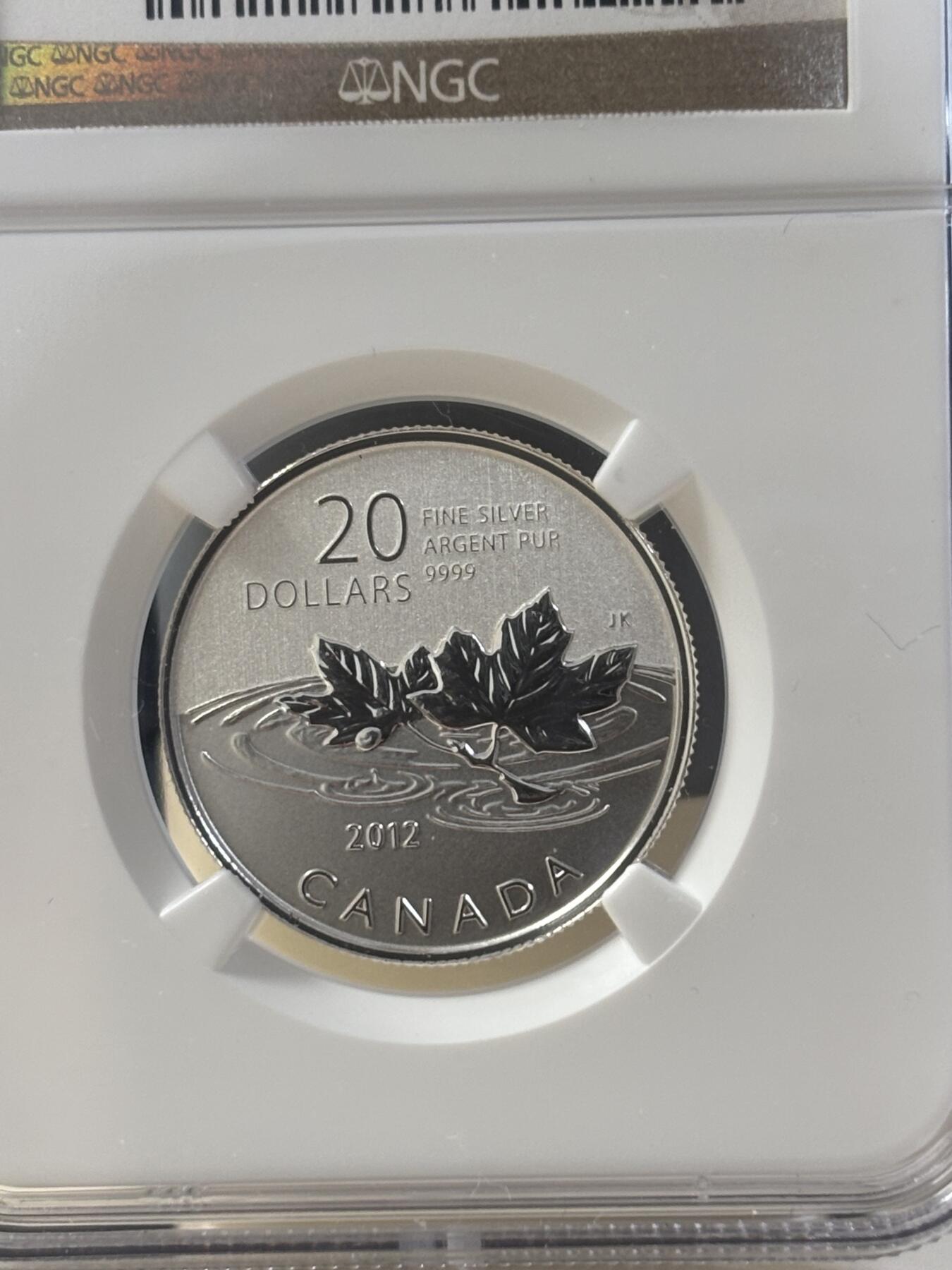 第182期拍卖 加拿大2012年20换20系列枫叶银币NGC-SP69，1/4盎司，9999银