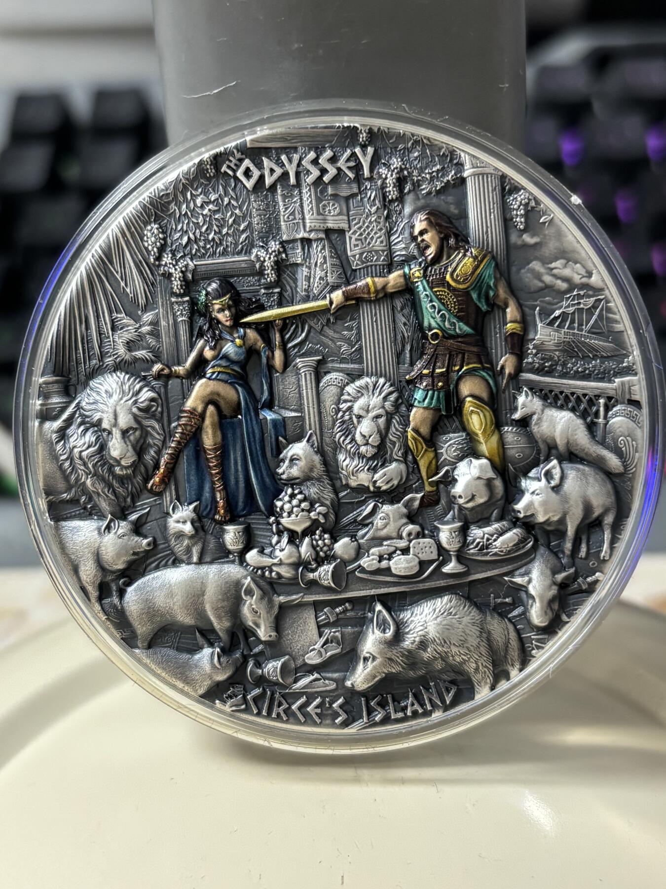 第183期拍卖 纽埃2023年希腊史诗奥德赛奥德修斯和女巫 3盎司纪念银币，999银，发行500枚，