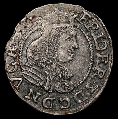 修遠堂世界钱币第九十四期 - 1668年丹属格吕克斯塔特市1/16 SPECIEDALER银币 石勒苏益格-荷尔斯泰因的港口城市，今属德国  1.77g