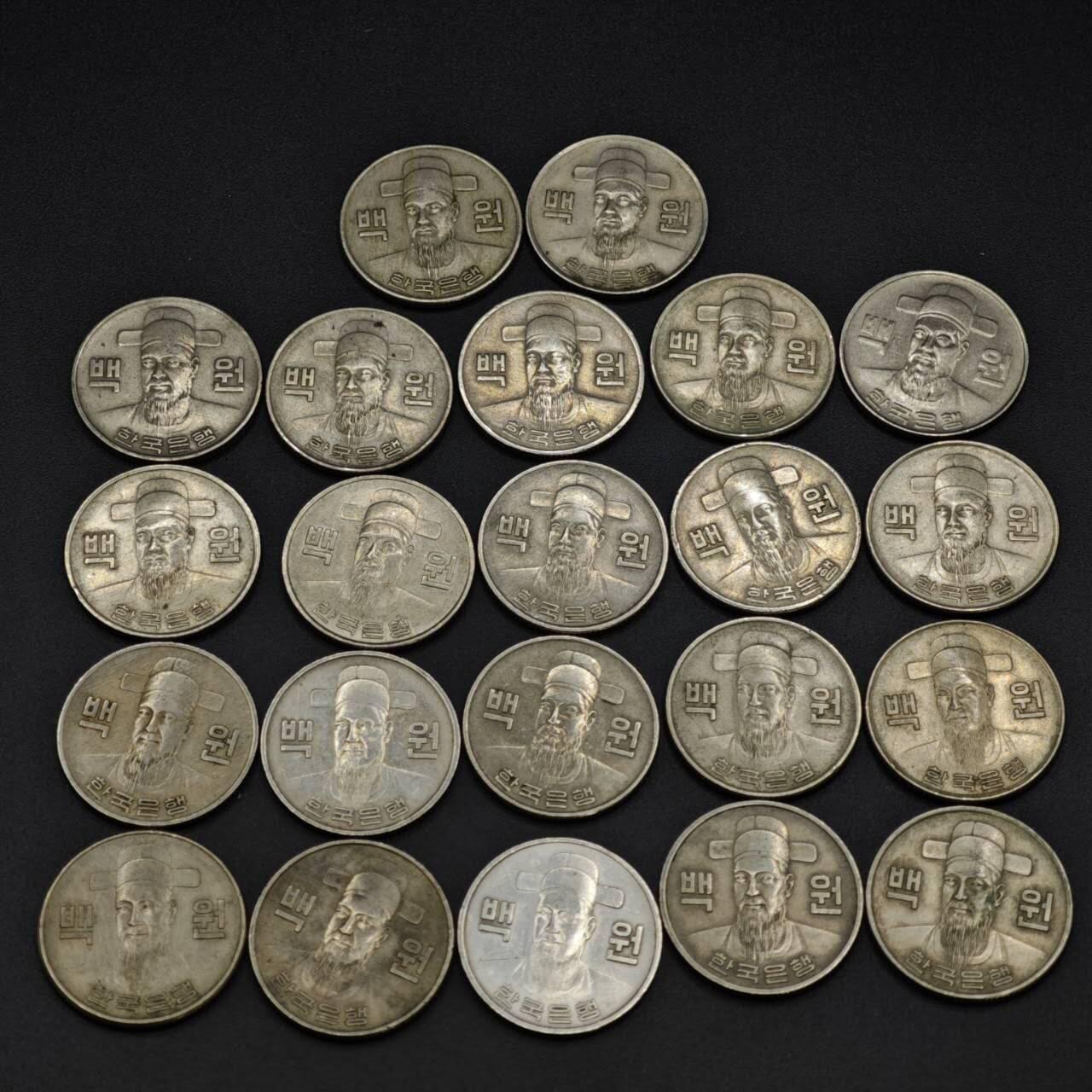 【淘币小摊】实时拍第八百零三拍   散币套币场   满百包邮可预留二周 每周一统一发货   韩国100元镍币22枚