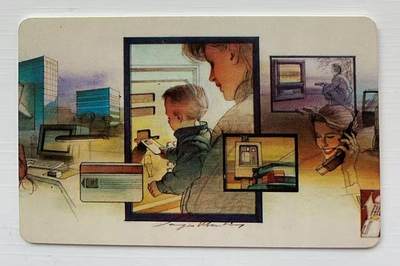 《卡拍》第340期拍卖11月22日晚22：10时延时截拍 - 斯伦贝榭《母婴图》IC测试卡加字“SAM PAYFLEX”，电子钱包支付功能测试卡/演示卡，有流通磨划痕迹。