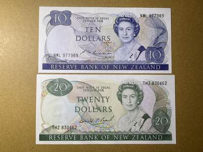 《艾美收藏》第221期-11.23周日黄金场精品荟萃 - 新西兰10、20元2张 UNC 1981-1992年鸟版 原票好品女王钞