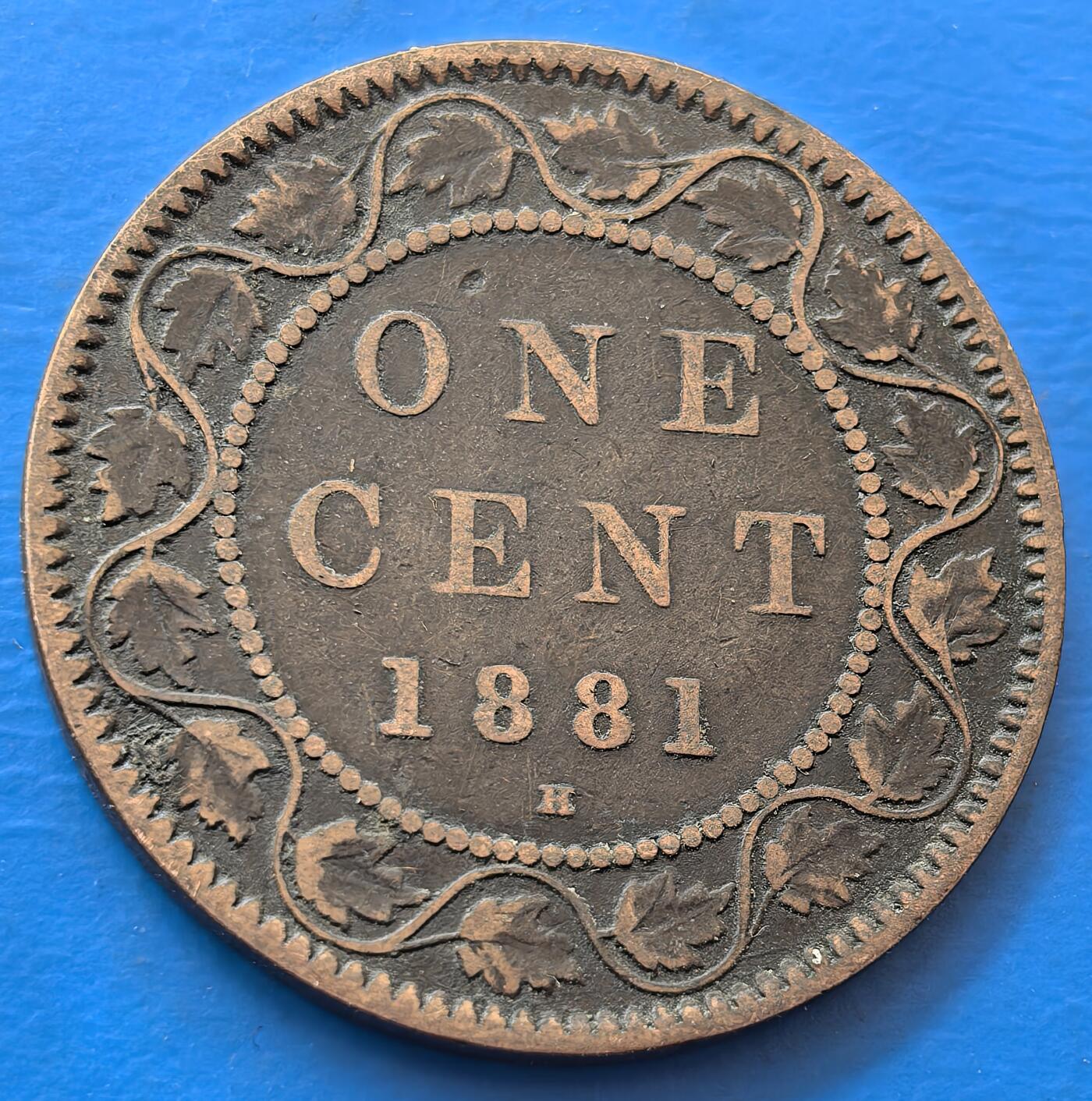 外国优质老铜币银币，未完待续 加拿大维多利亚女皇1881年大壹分H版