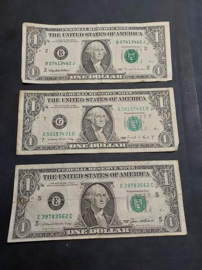 博彦收藏   11月24日 8点 钱币专场 - 美国 1元 3张 流通品