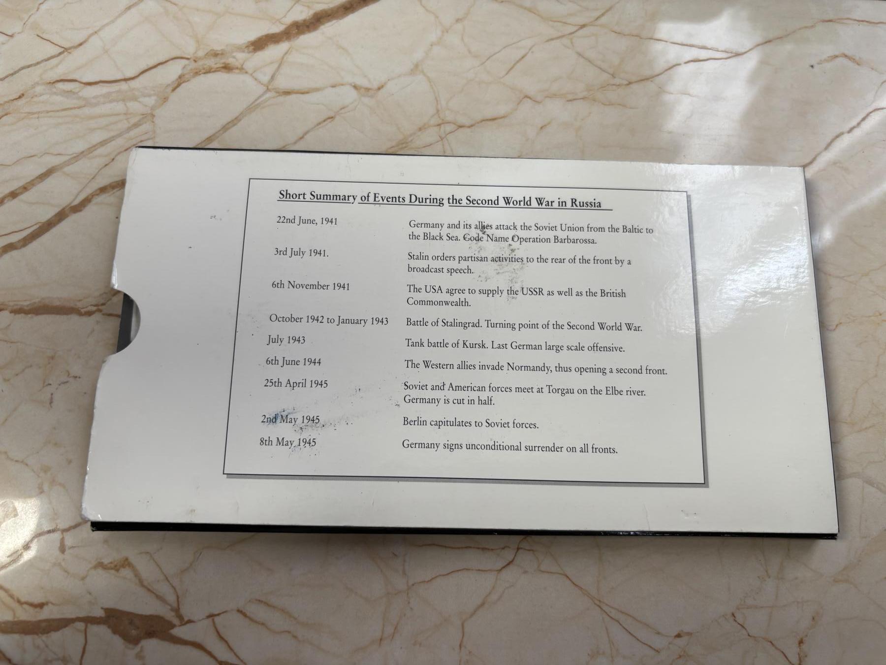 第182期拍卖 俄罗斯1995年第二次世界大战纪念币10枚套卡册