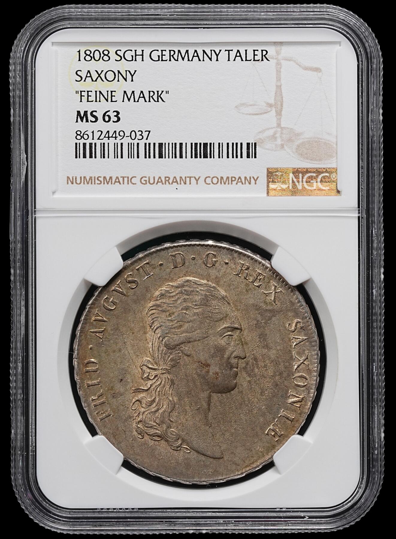修遠堂世界钱币第九十四期 NGC MS63 1808年萨克森1泰勒大银币