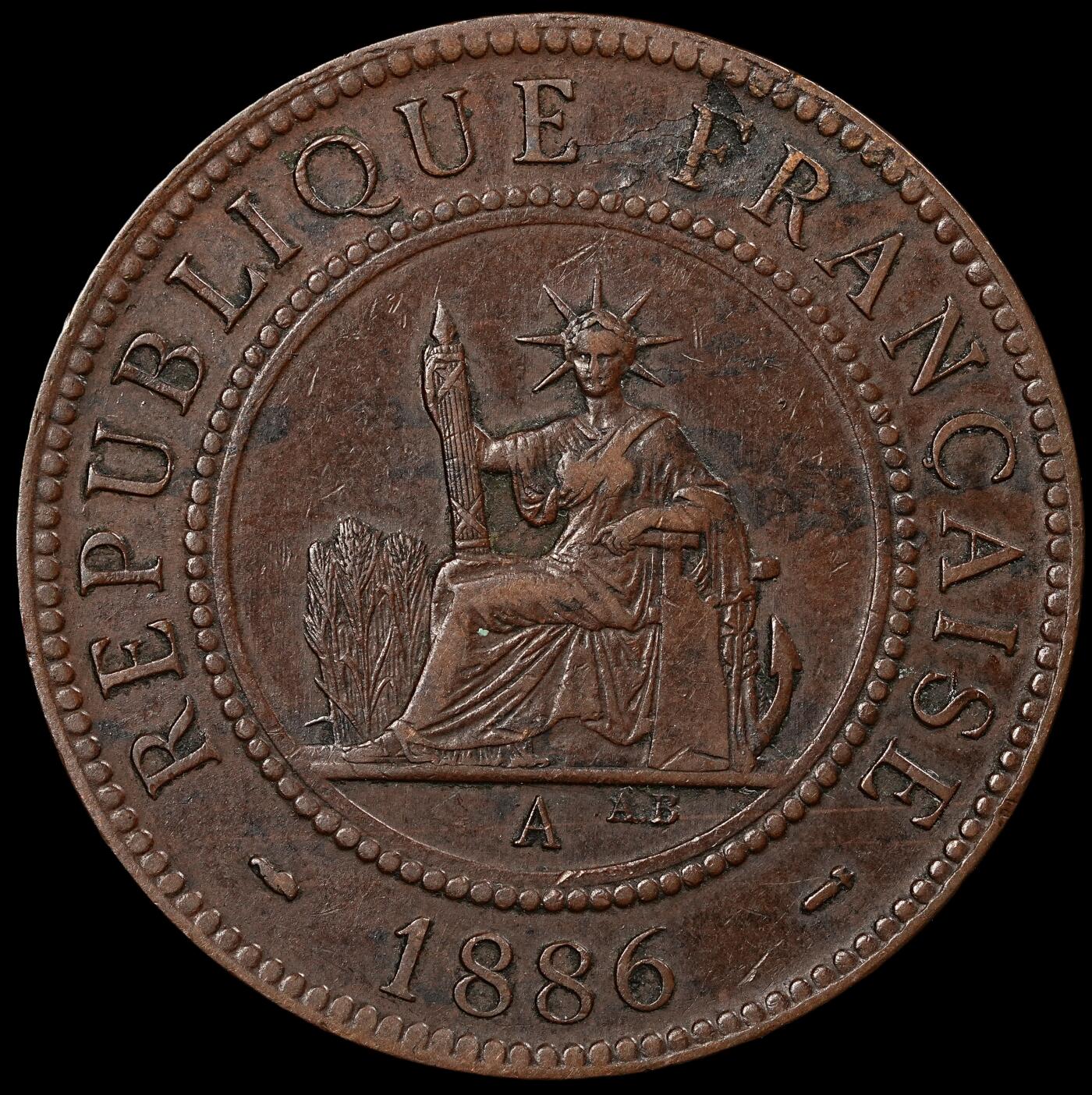 修遠堂世界钱币第九十四期 1886年法属印度支那百分之一铜币