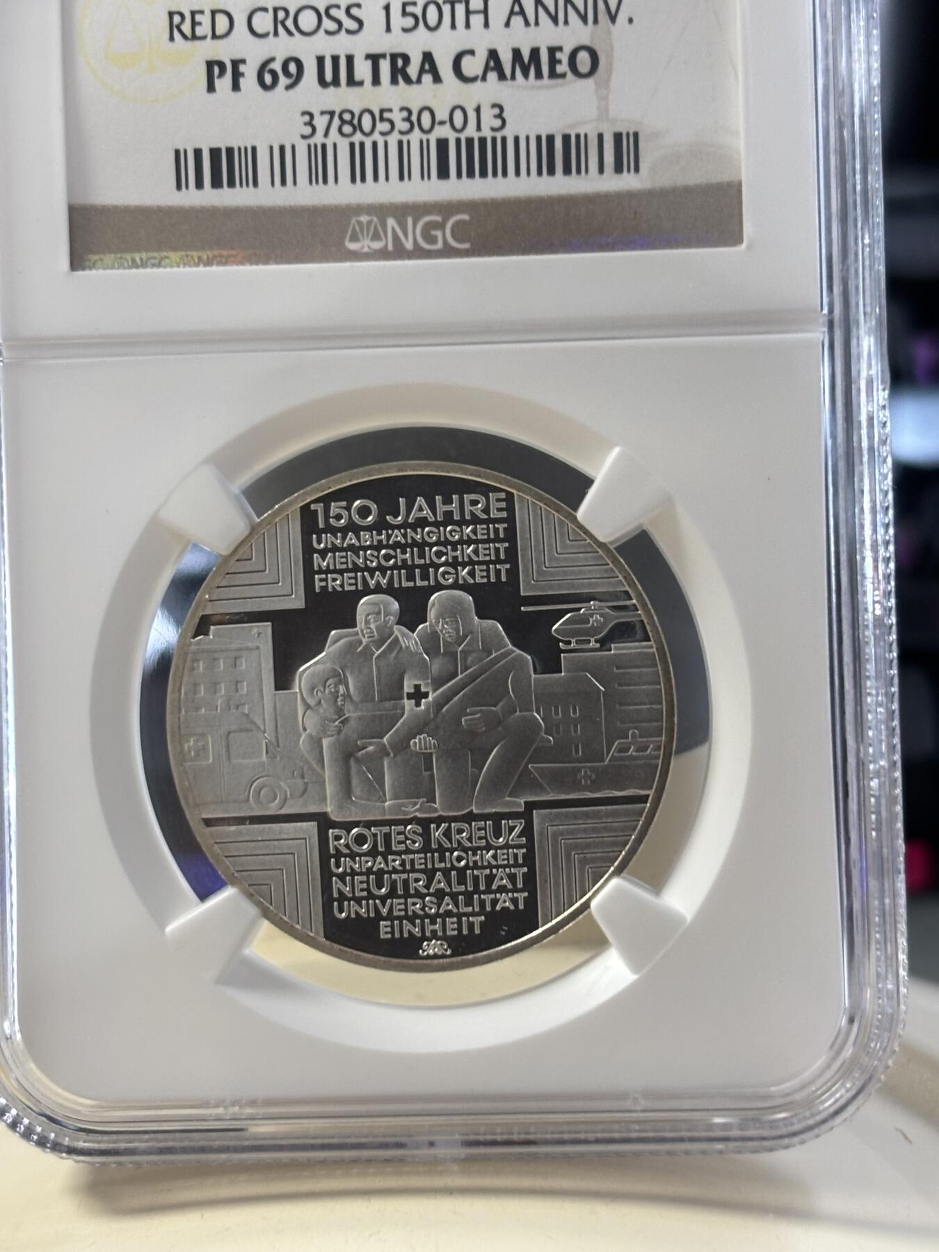 第182期拍卖 德国2013年红十字会成立150周年10欧元纪念银币NGC-PF69,16克,625银