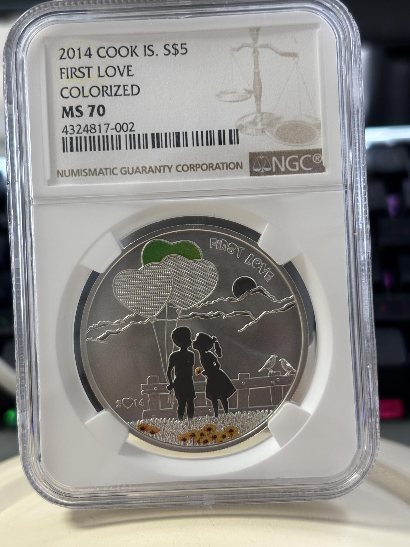 第182期拍卖 库克2014年画出未来初恋银币NGC-MS70，20克，925银