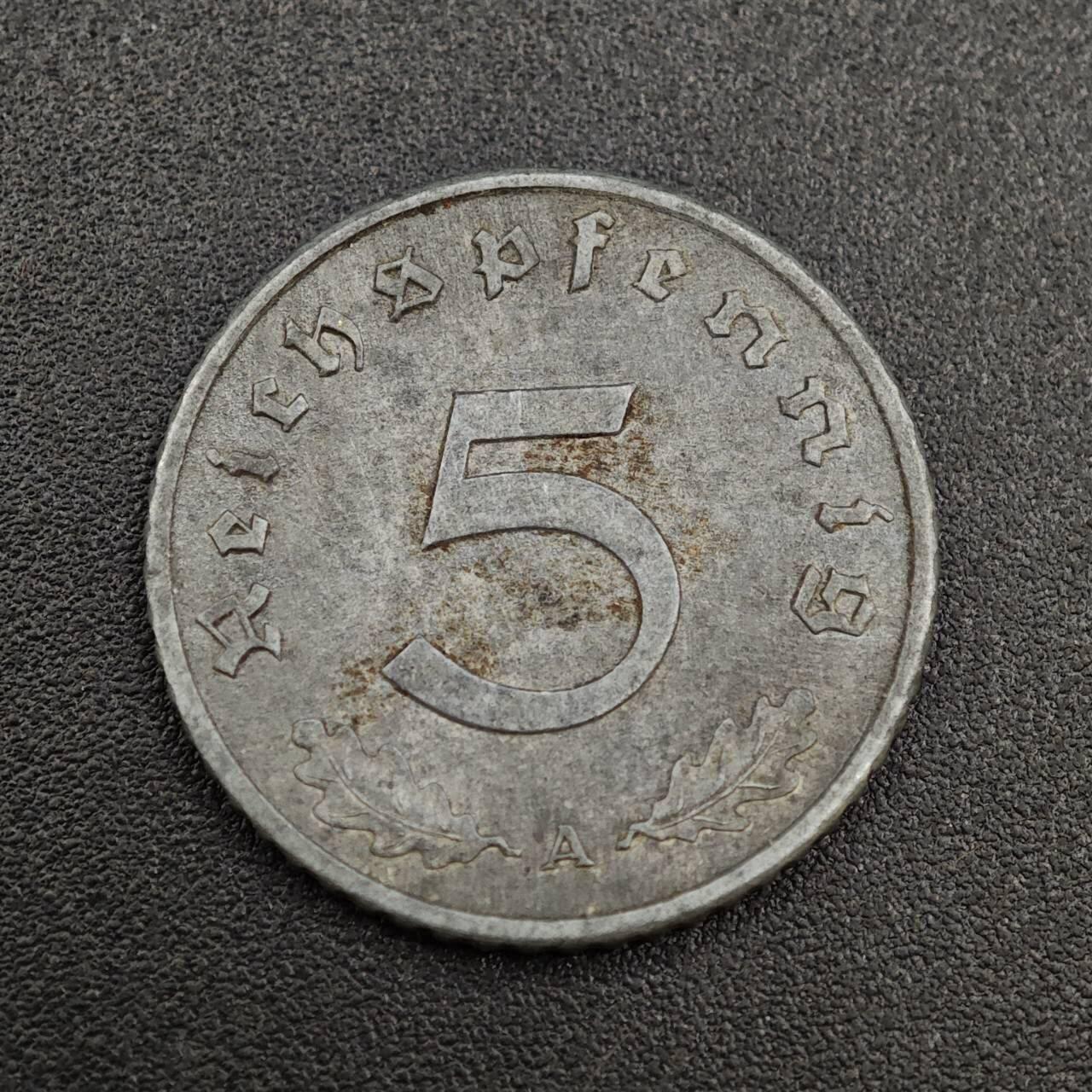 【淘币小摊】实时拍第八百零三拍   散币套币场   满百包邮可预留二周 每周一统一发货   德国1941年5芬妮锌币