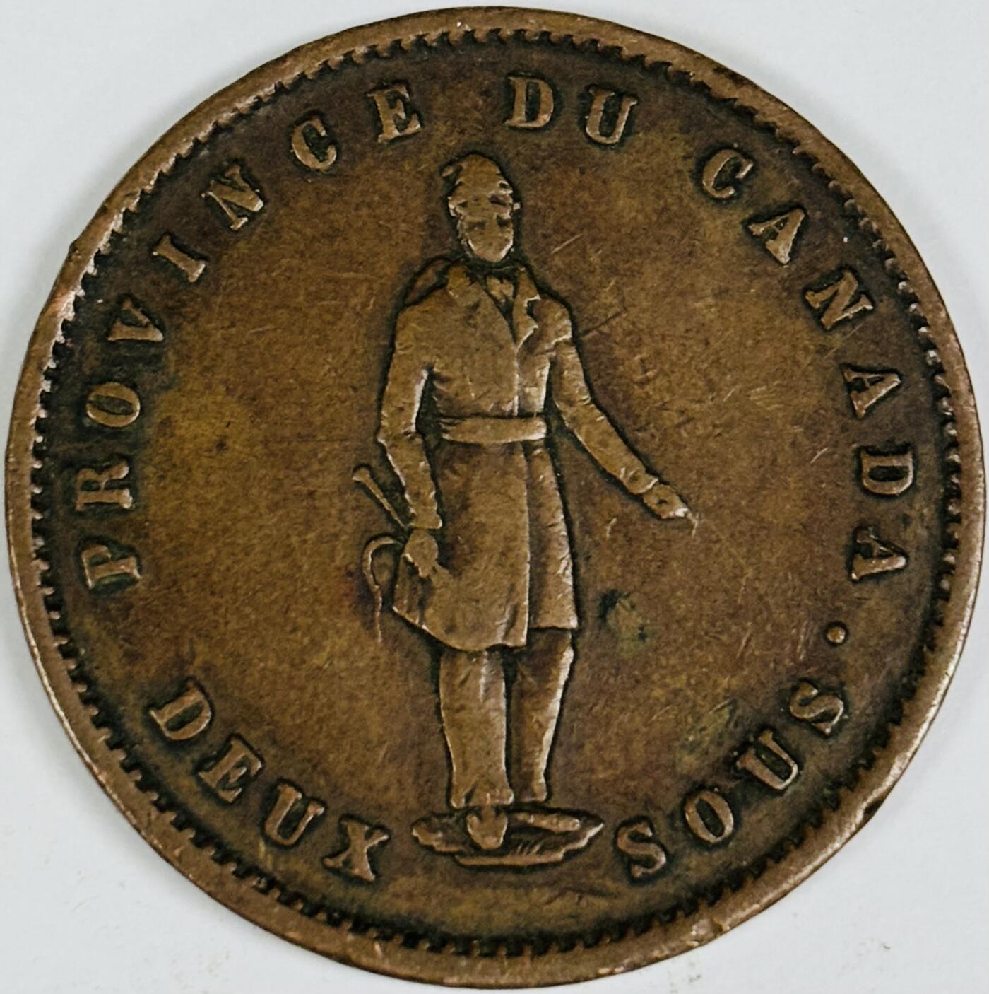 文馨钱币收藏第 282 场，【 长期接收代拍品】，加拿大老铜代用币，银币，德三系列场 稀少极美品英属下加拿大；魁北克1852年1便士 代用老铜币 ，细节清晰可见