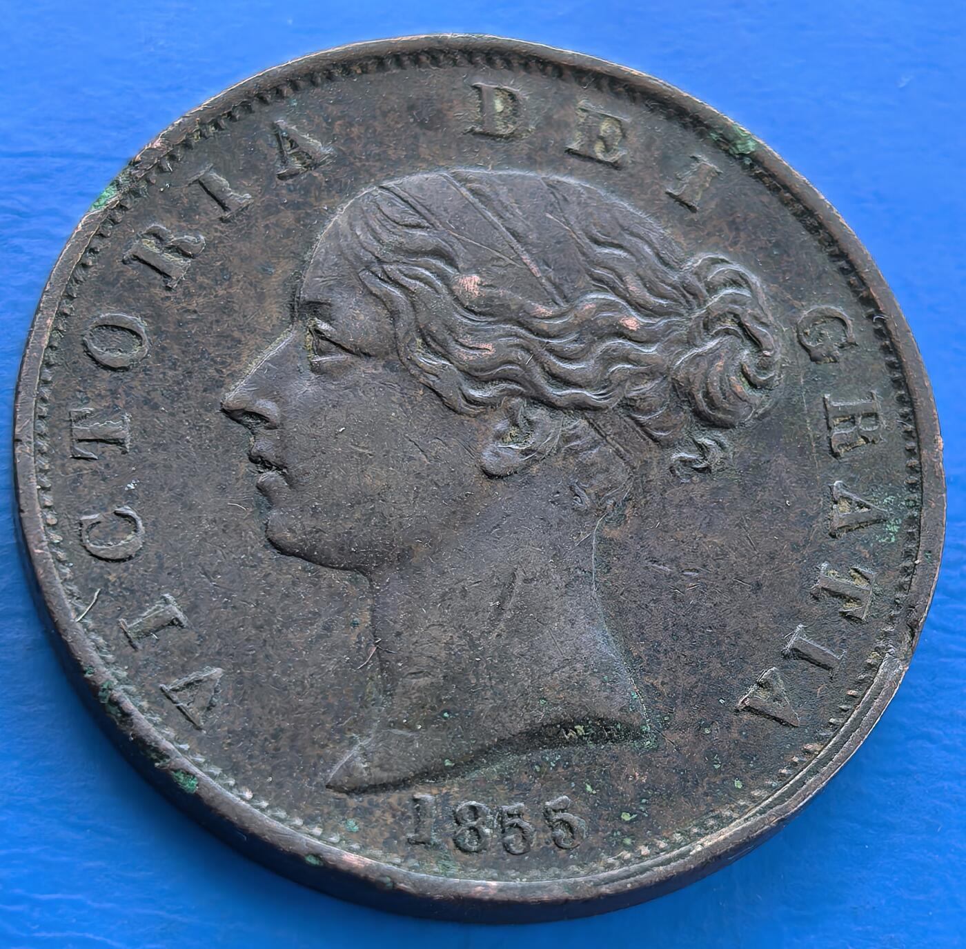 外国优质老铜币银币，未完待续 英国1855年半便士大铜币