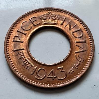 🌹外币初藏🌹🐯2025年第131场  每周二四六晚8️⃣点 接代拍 - 印度1943年一派沙 原光d