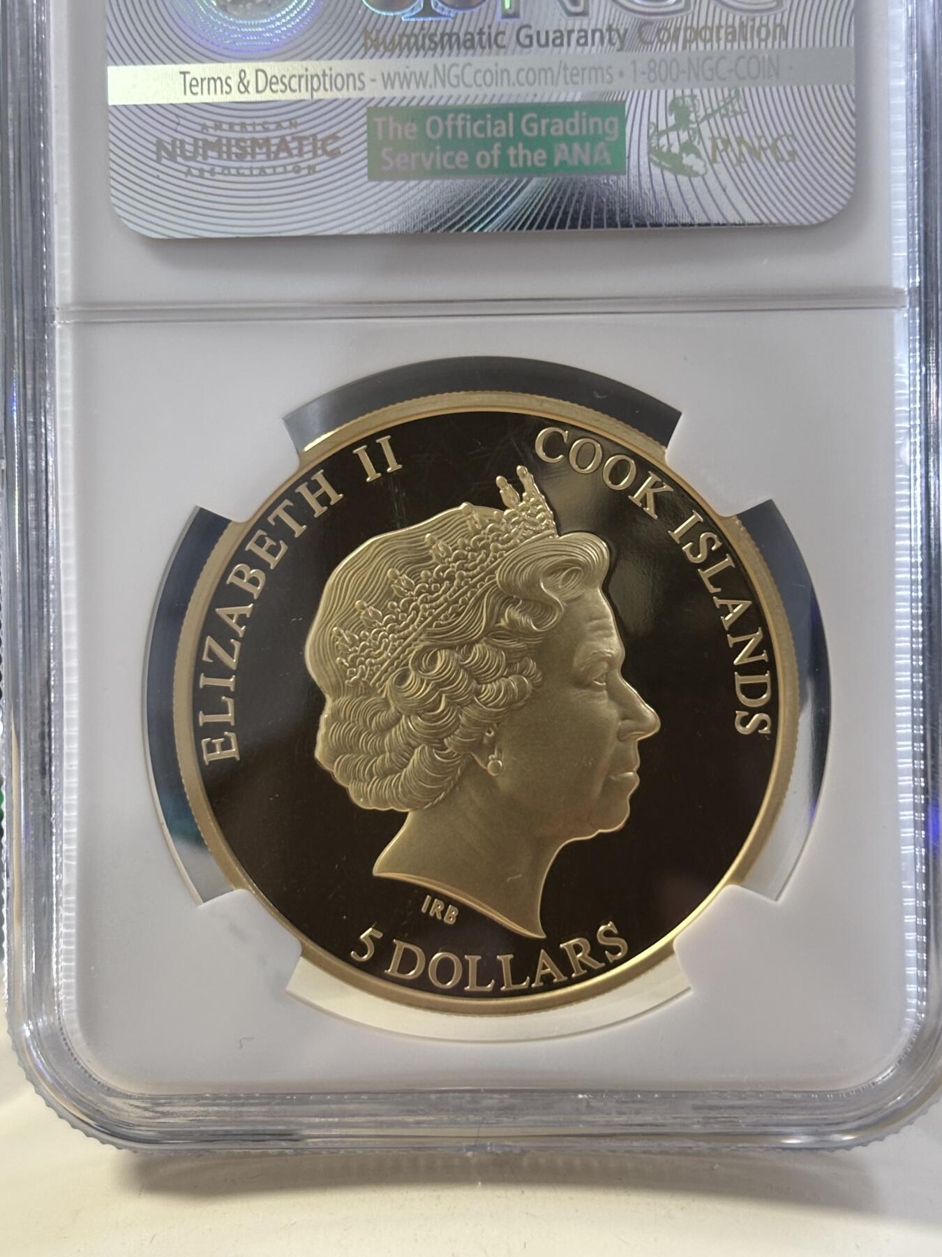 第182期拍卖 库克2015年自然之影蝴蝶激光三维微雕精制镀金纪念银币NGC-PF69，25克，925银