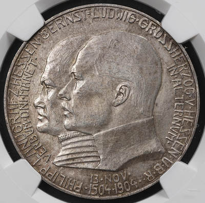 修遠堂世界钱币第九十四期 - NGC MS62 1904年黑森-菲利普一世诞辰400周年5马克大银币