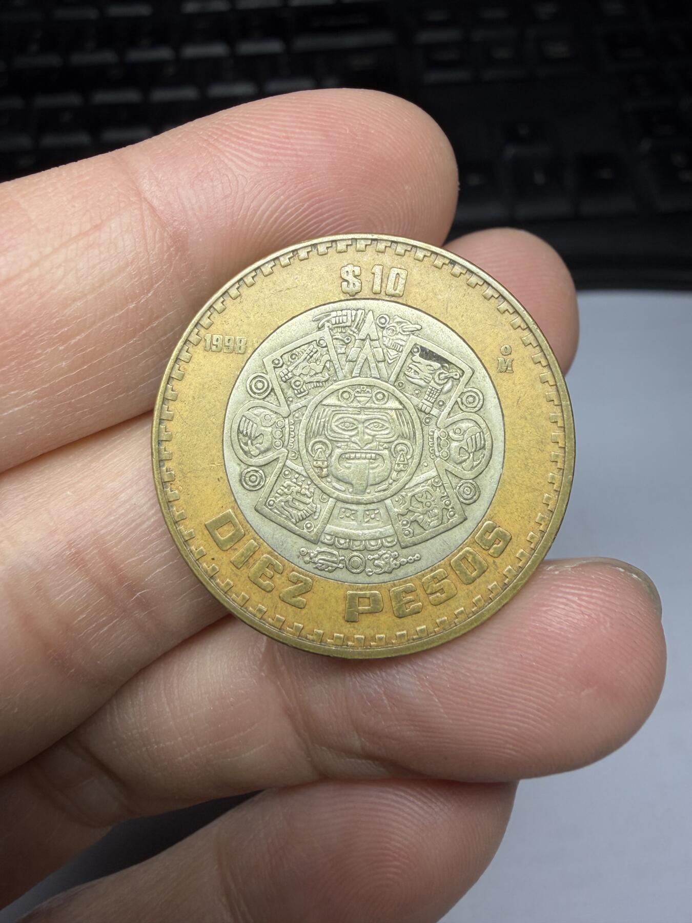 2025年集古藏今外币拍卖第十期-第8场—（总第288拍），可以寄存60天，满160元包邮。 1998年墨西哥10比索
