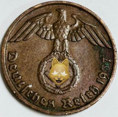 文馨钱币收藏第 282 场，【 长期接收代拍品】，加拿大老铜代用币，银币，德三系列场 - 极美品 1937 年德三帝国 1 芬尼铜币 F 标