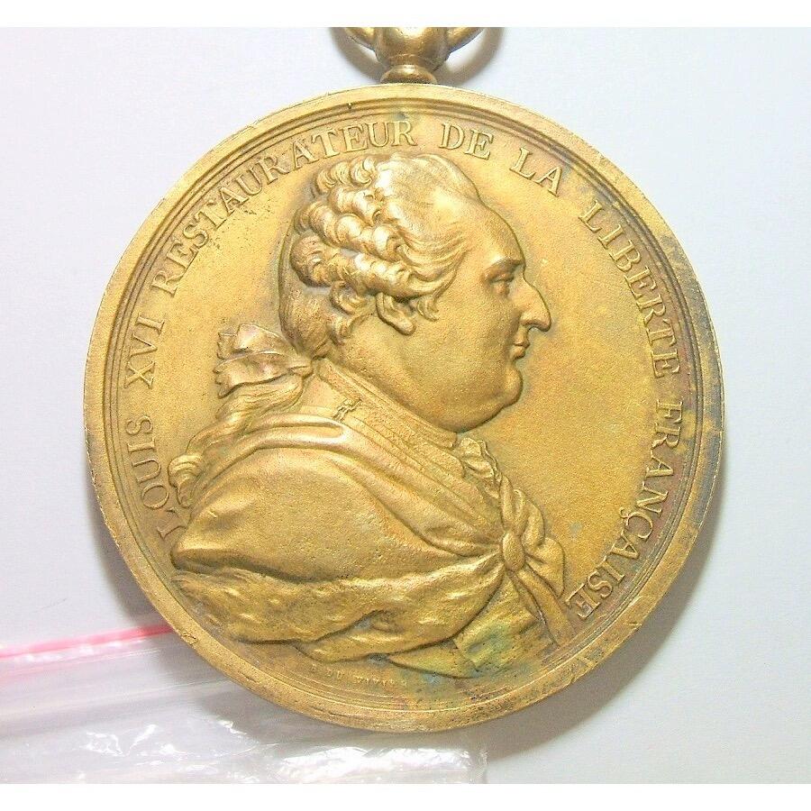 【旋风钱币】12月6日19:00准时开拍 精美欧洲币章、银币银章、第三帝国钱币等 全场包邮！ 【艺术】法国艺术大章1789年 路易十六和法国大革命 高浮雕精制超大镀金章 光边 62MM 鎏金工艺（蘸金水） 金层要厚