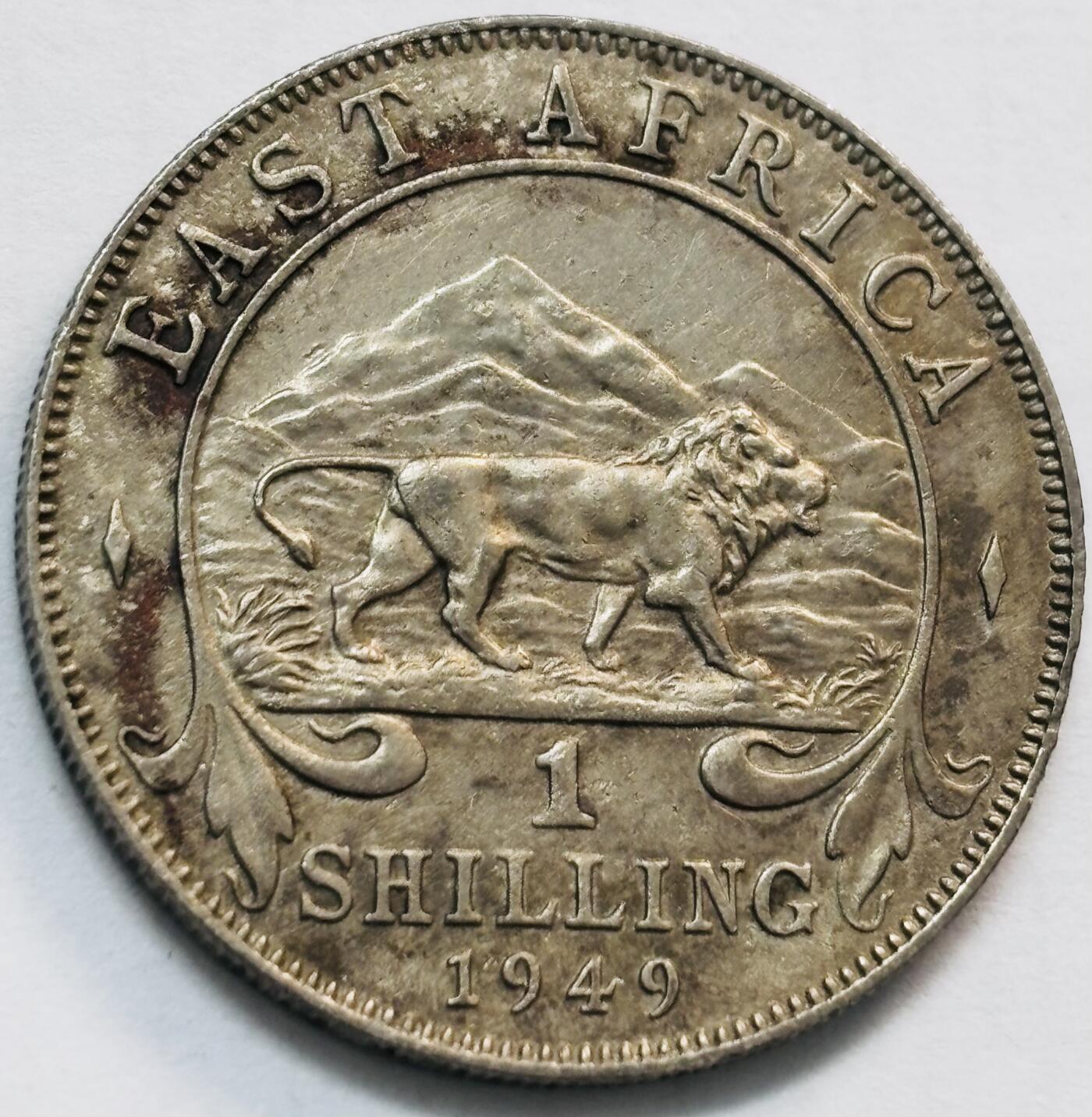 文馨钱币收藏第 282 场，【 长期接收代拍品】，加拿大老铜代用币，银币，德三系列场 1949 年英属东非乔治六世 1 先令