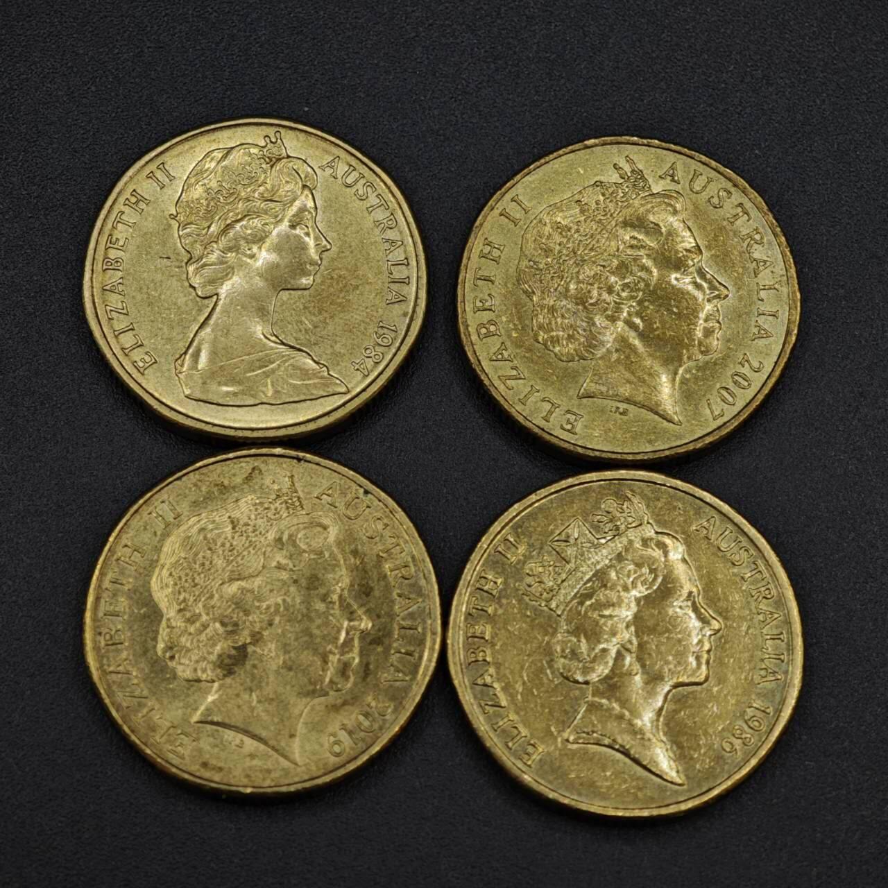 【淘币小摊】实时拍第八百零三拍   散币套币场   满百包邮可预留二周 每周一统一发货   澳大利亚1元4枚含2枚纪念币