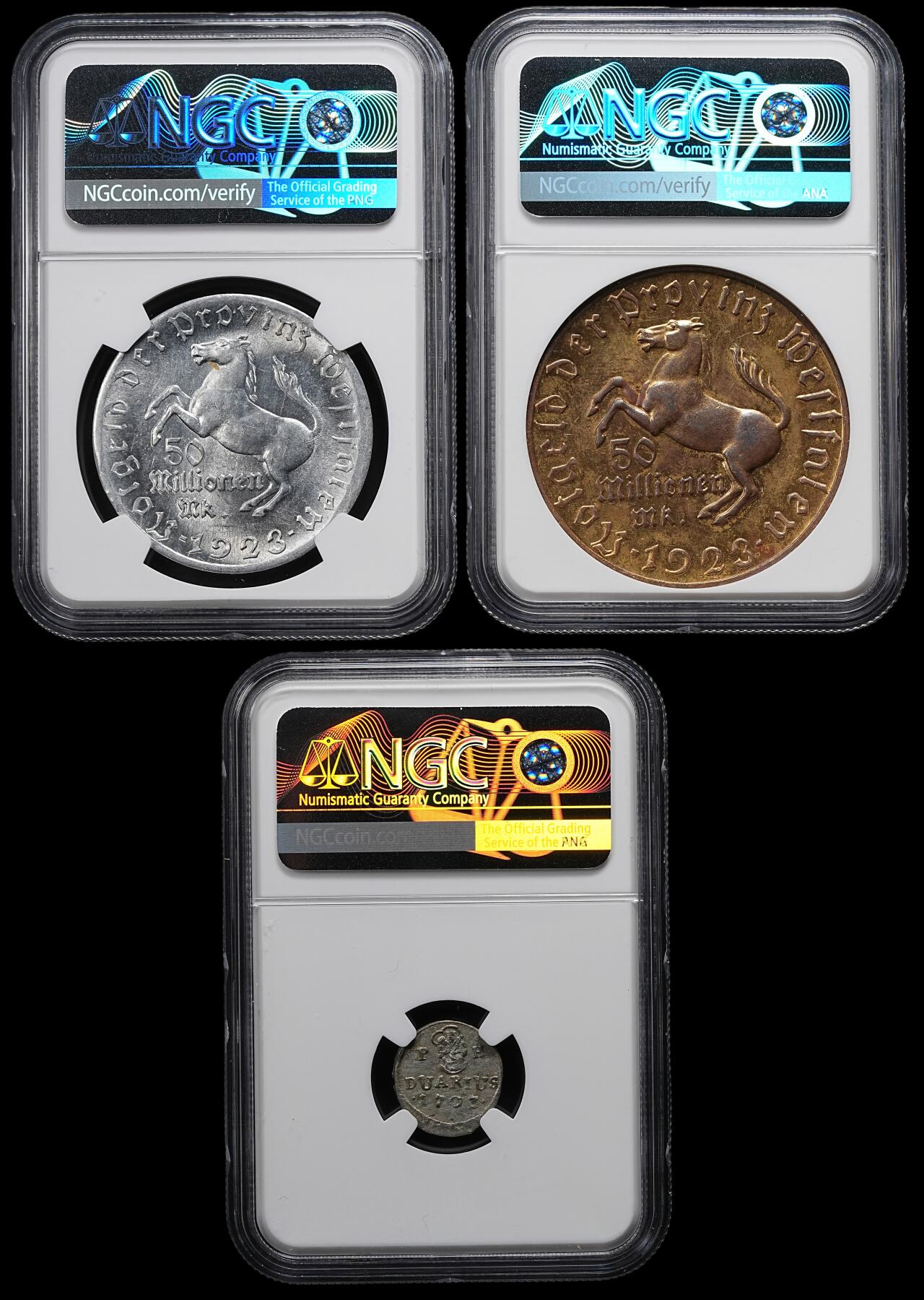 修遠堂世界钱币第九十四期 NGC评级 德国，匈牙利钱币共3枚