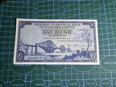 【炜奕收藏】，第五十一期 - 1959年苏格兰国家商业银行1镑，品相如图，号码无47