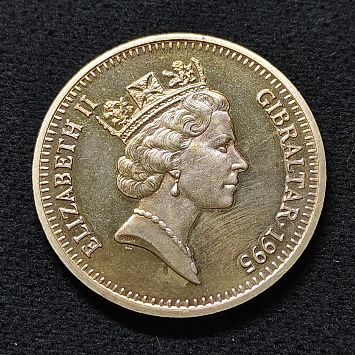 【全场包邮】纯粹捡漏拍480场（免费代拍第17场） 直布罗陀1995年5镑欧洲解放50周年纪念币