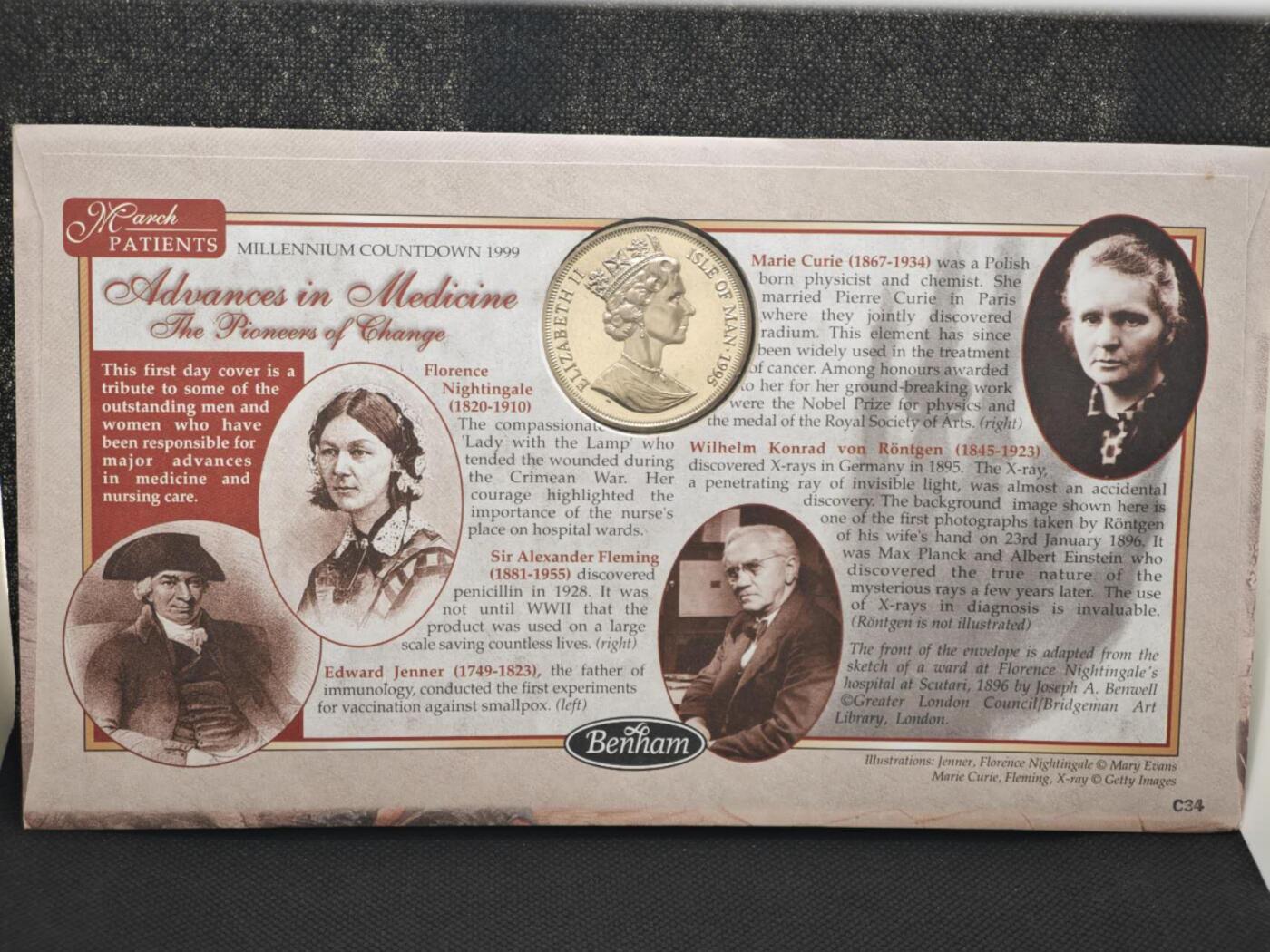 【淘币小摊】限时拍第八百零七拍  克朗币邮币封场  满百包邮可预留两周  周一统一发货   马恩岛1995年现代发明克朗纪念币邮币封