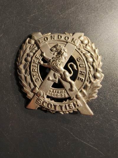 老王徽章第165期 - 英国伦敦苏格兰步兵团帽徽     二战时期 