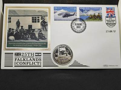 【淘币小摊】限时拍第八百零七拍  克朗币邮币封场  满百包邮可预留两周  周一统一发货  -  南乔治亚和南桑德威奇2007年解放25周年纪念币邮币封