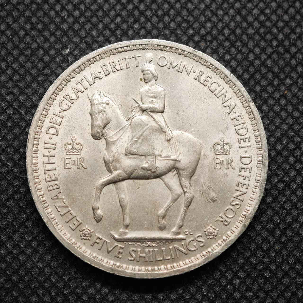 【淘币小摊】限时拍第八百零七拍  克朗币邮币封场  满百包邮可预留两周  周一统一发货   英国1953年女王加冕5先令纪念币