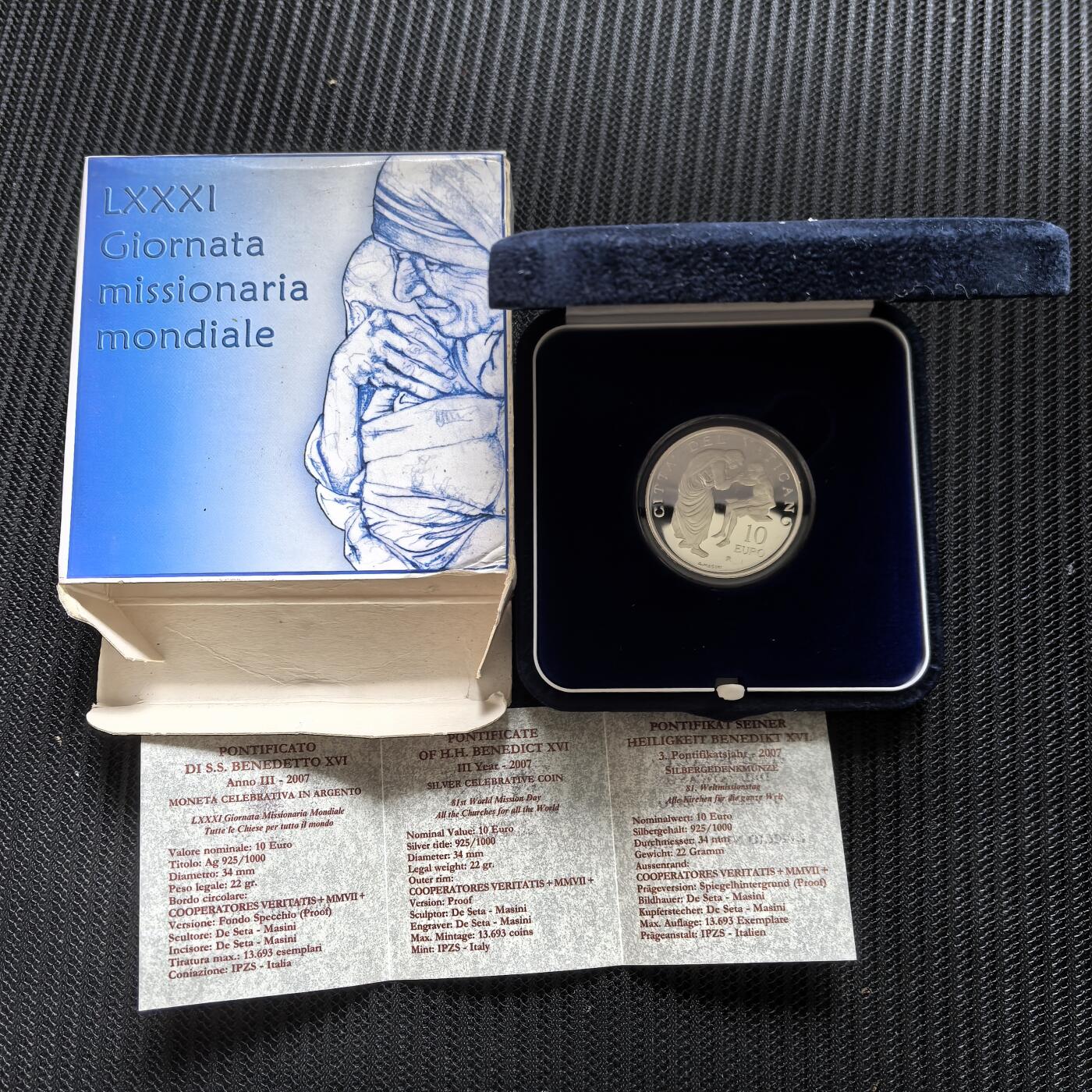 道一币馆币章第一百五十六场 原盒证 梵蒂冈2007年81个“传教主日”10欧元精制银币
