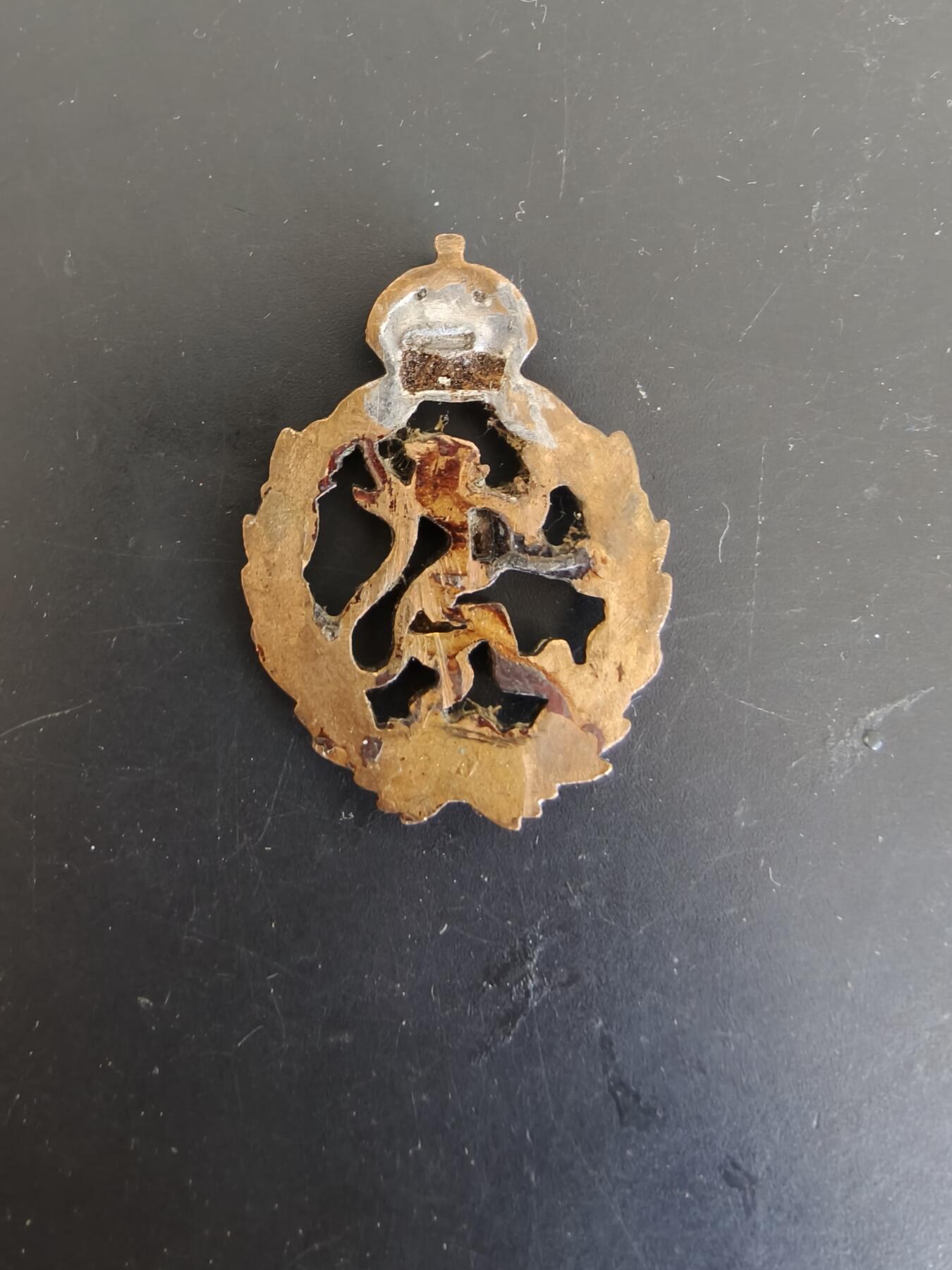 老王徽章第165期 英国皇家兽医帽徽     一战时期    背杆损坏