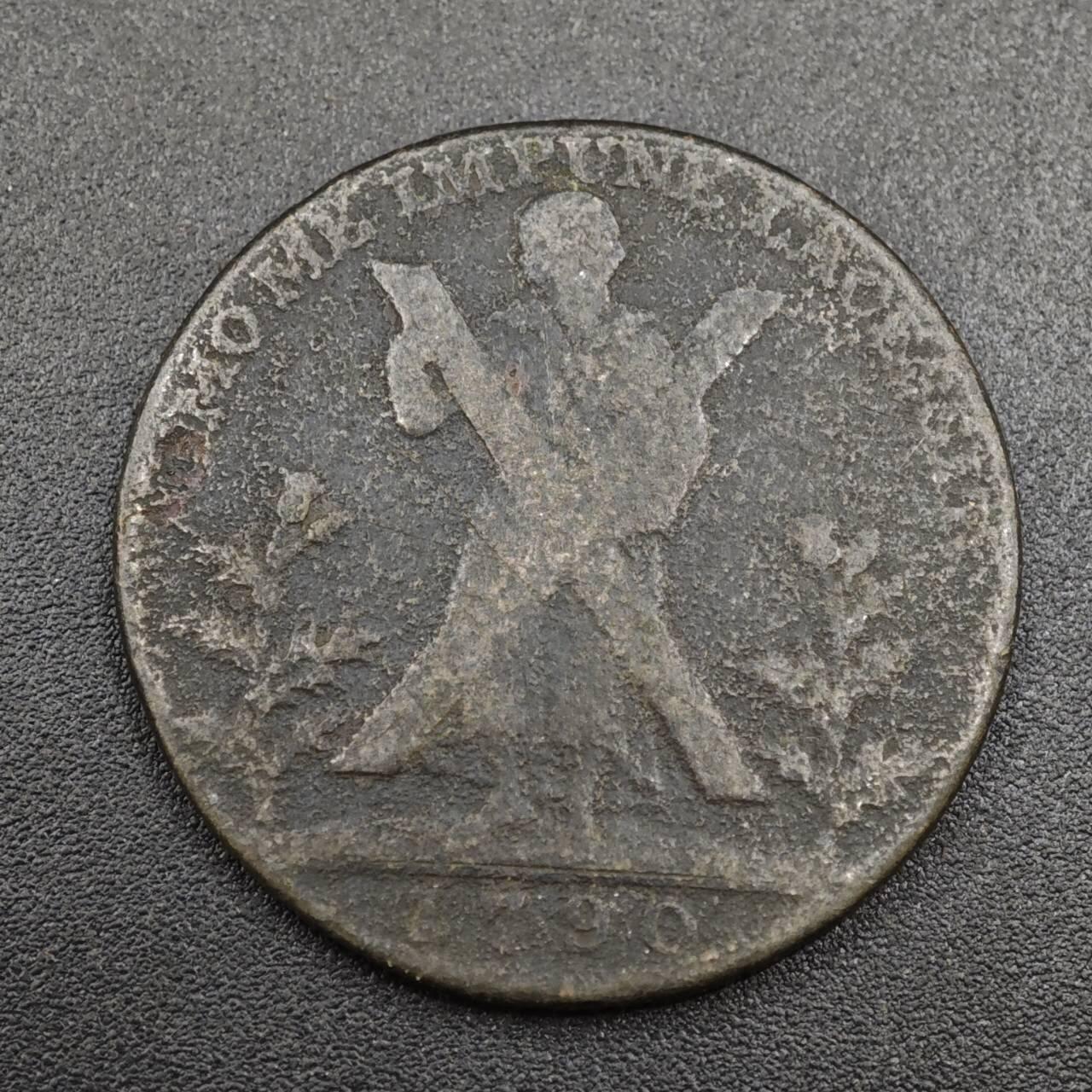 【淘币小摊】实时拍第八百零四拍   散币银币场   满百包邮可预留二周 每周一统一发货   英国1790年半便士铜币代币