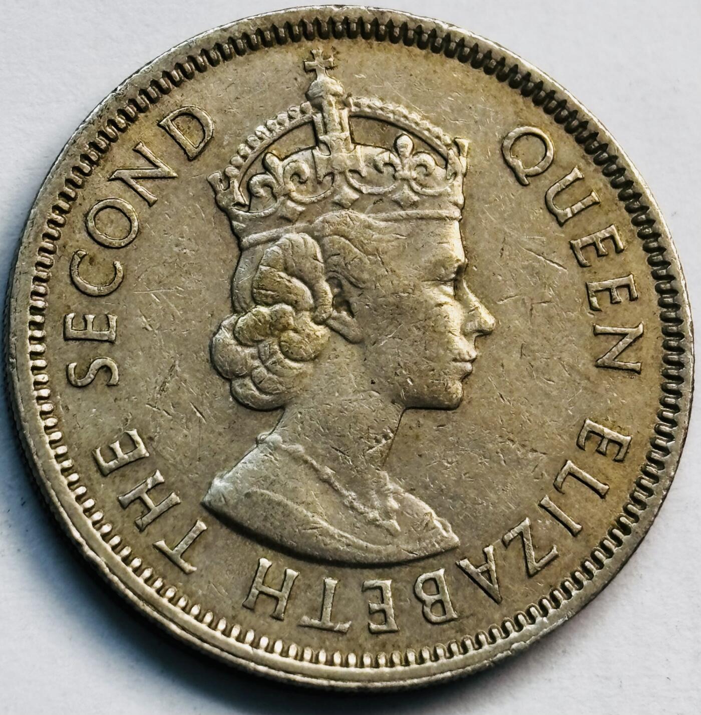 文馨钱币收藏第 282 场，【 长期接收代拍品】，加拿大老铜代用币，银币，德三系列场 少见 H 版1968 年英属香港女王大 5 毫