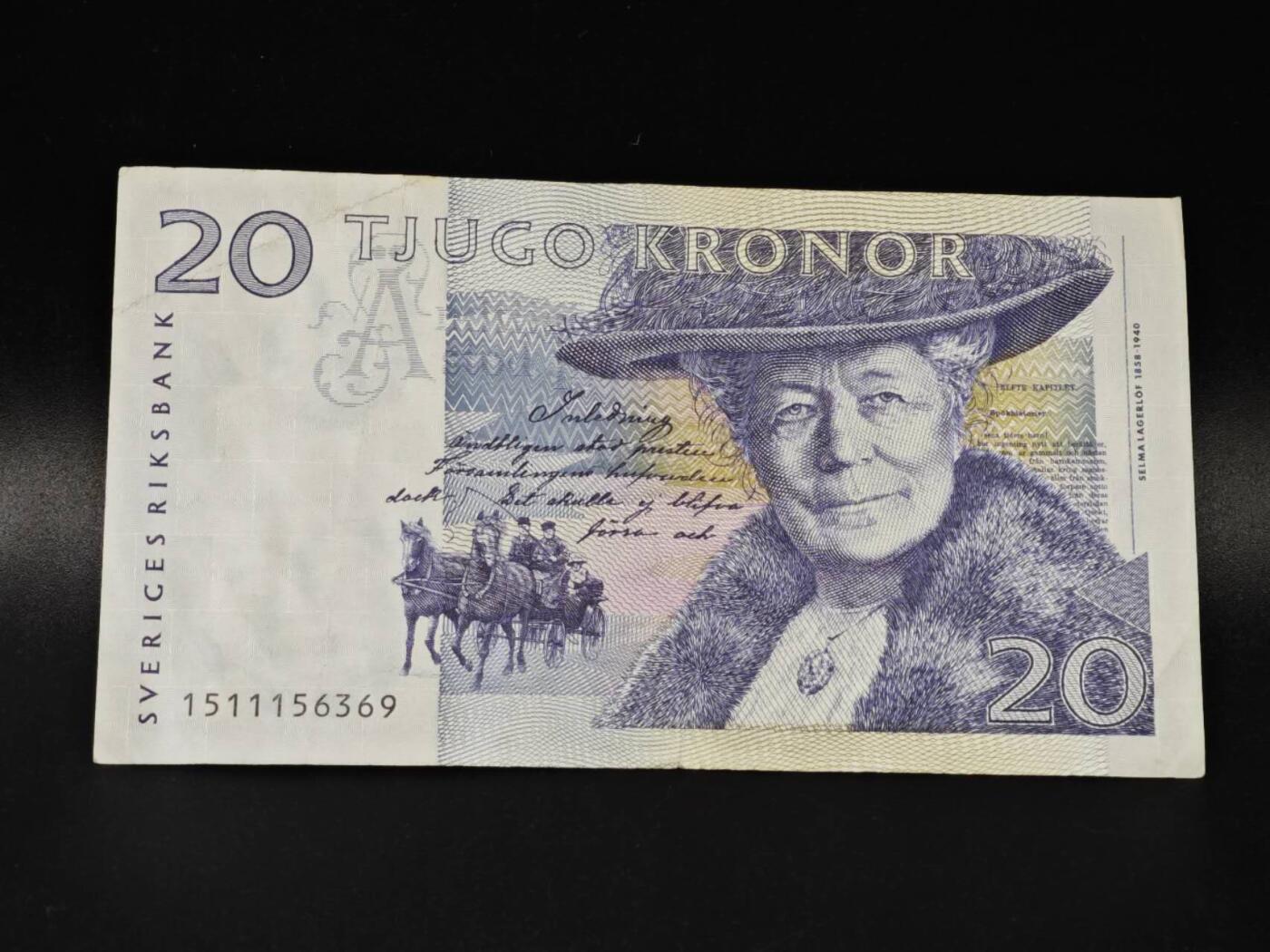 【淘币小摊】限时拍第八百零五拍  纸币场  满百包邮可预留两周  周一统一发货  瑞典20克朗纸币【有折】